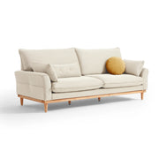 Linspire Moss 3-Seater Sofa, Neutral White & Natural Wood