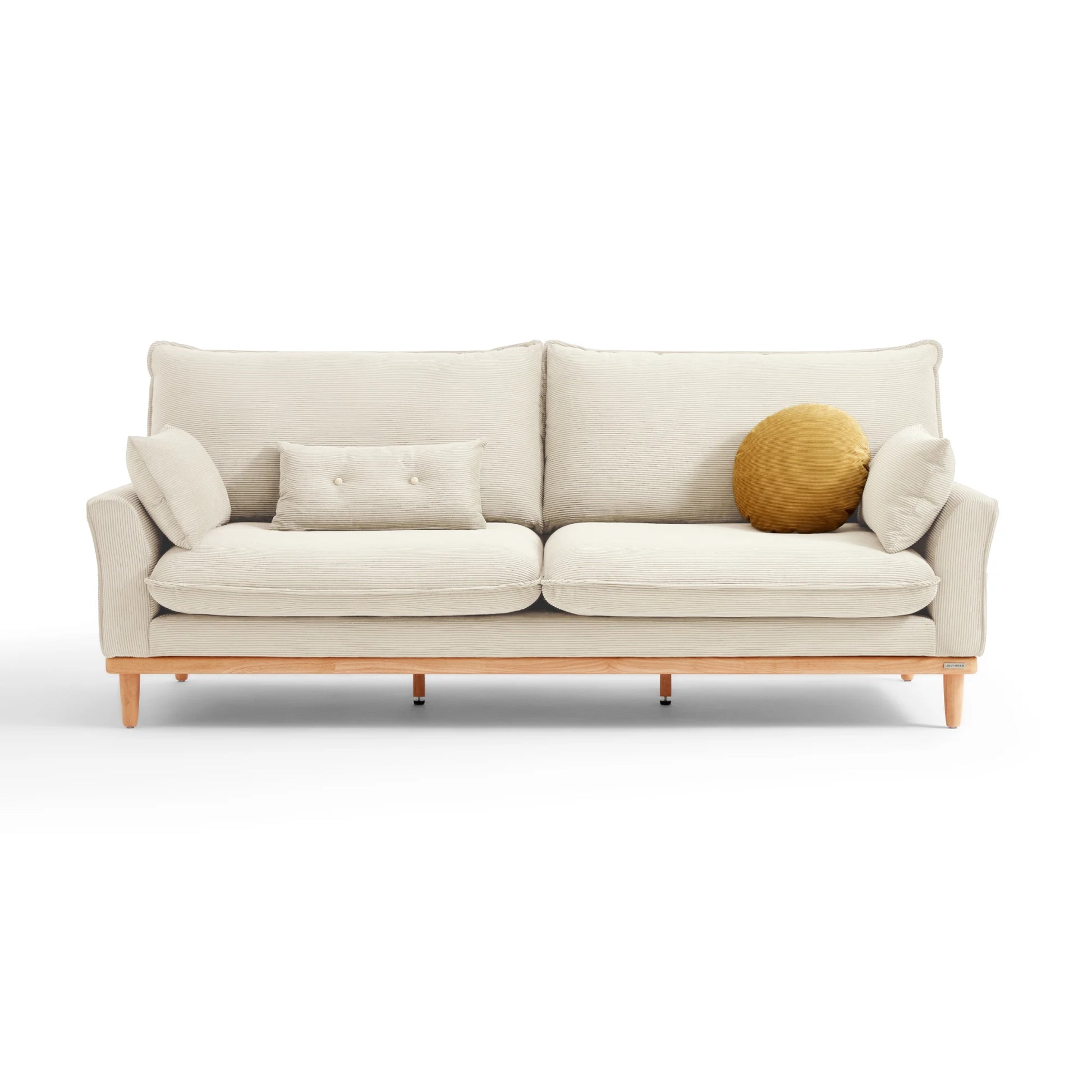 Linspire Moss 3-Seater Sofa, Neutral White & Natural Wood