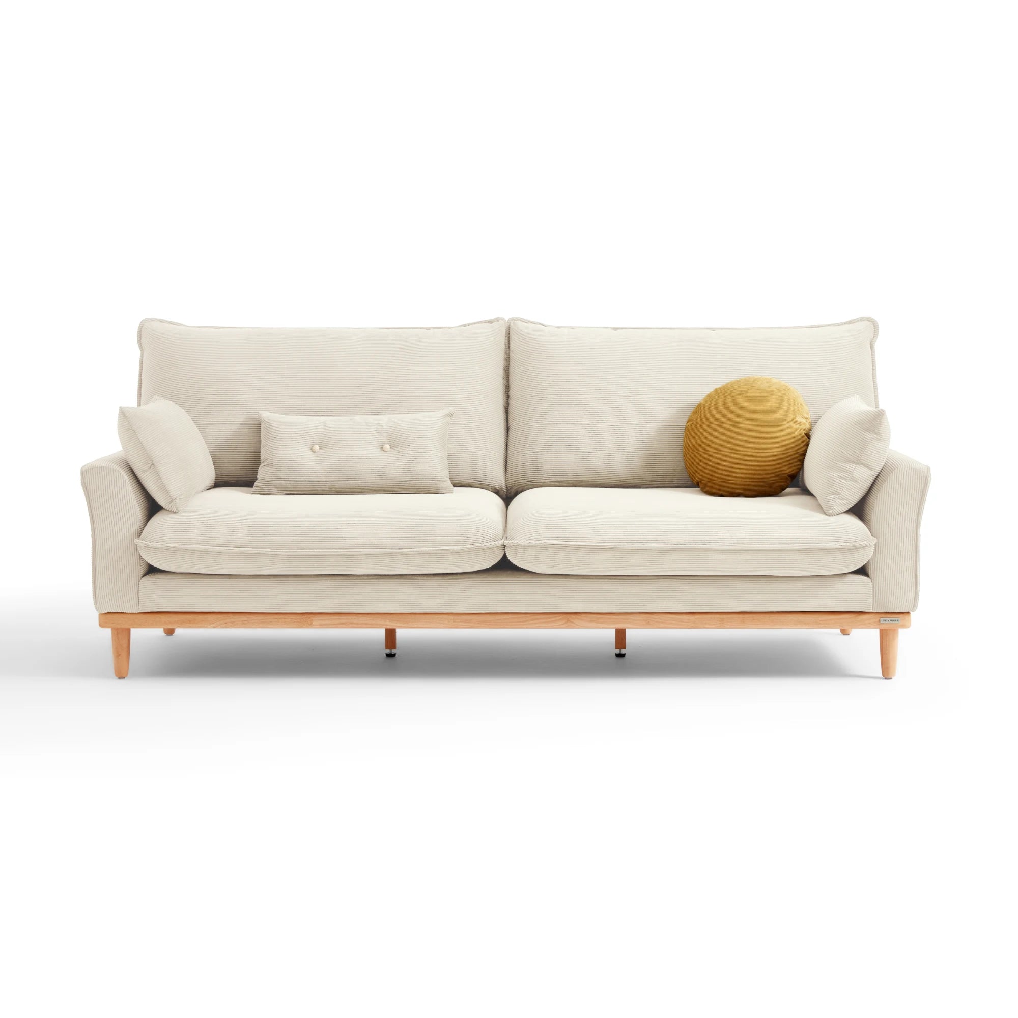 Linspire Moss 3-Seater Sofa, Neutral White & Natural Wood