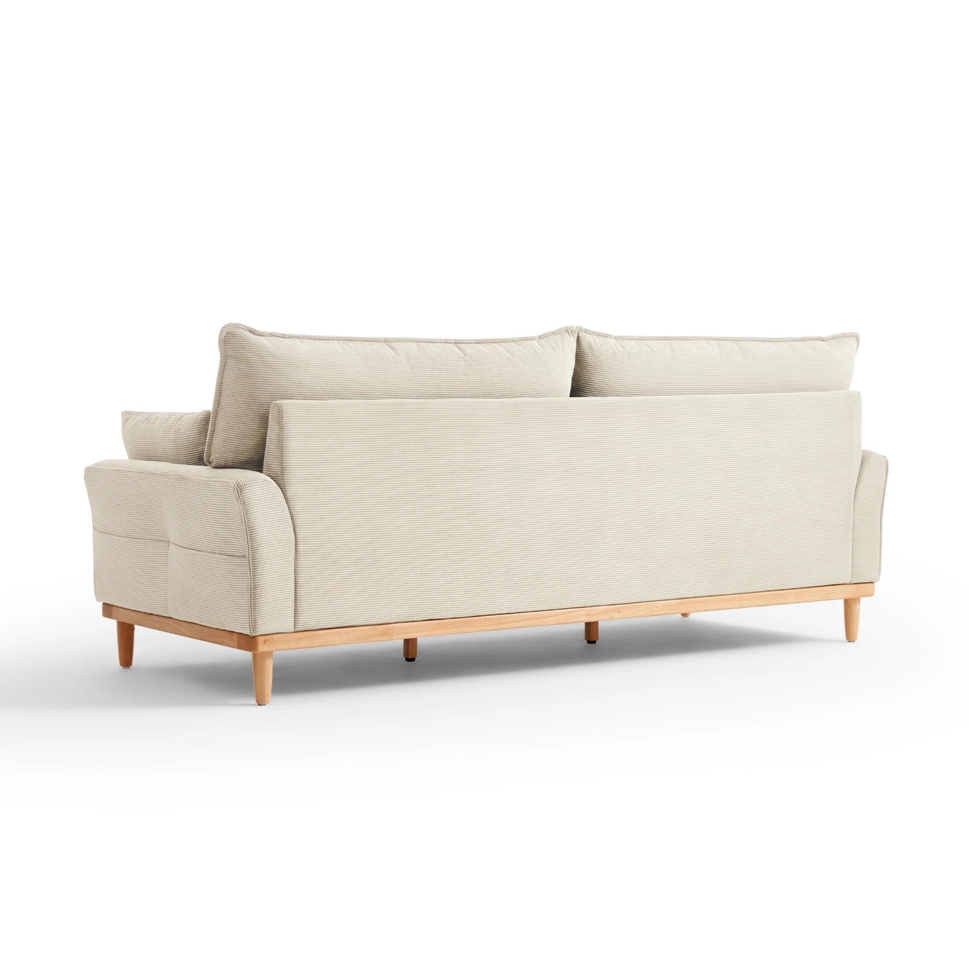 Linspire Moss 3-Seater Sofa, Neutral White & Natural Wood