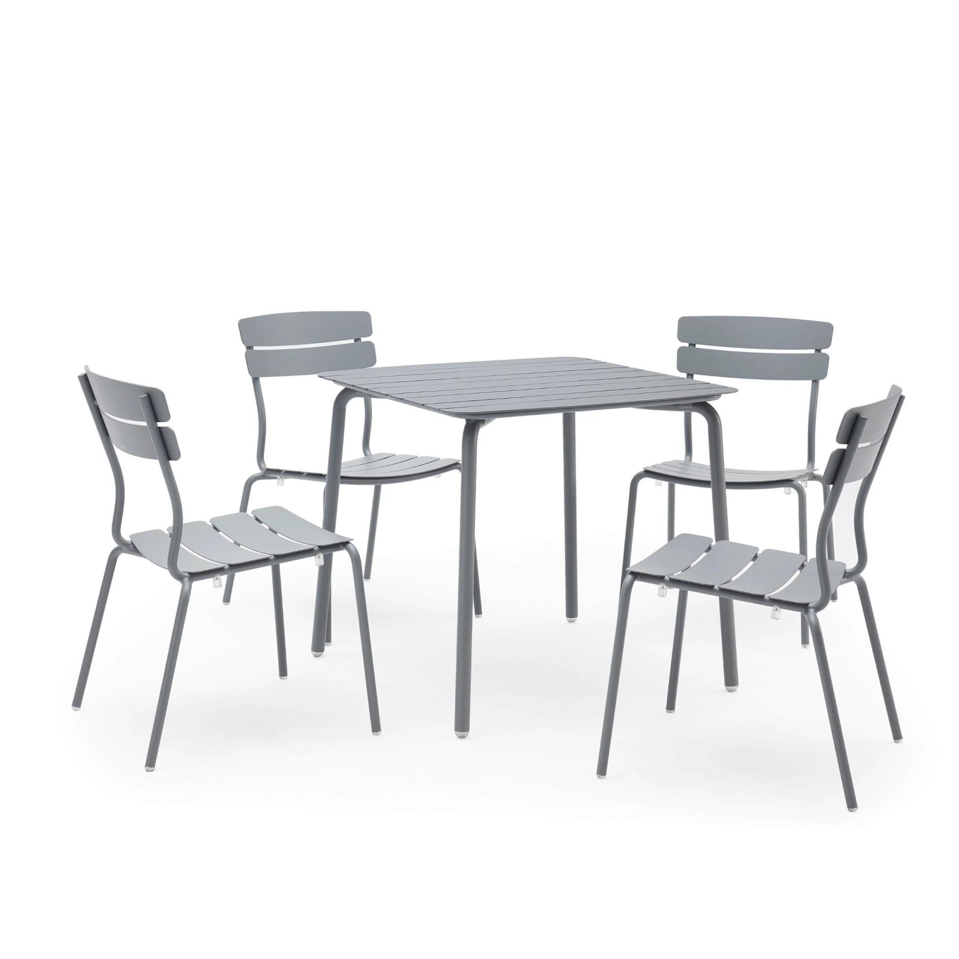 Wellmax Verano Outdoor Aluminium Square Dining Table Set with 4 Chairs, Grey