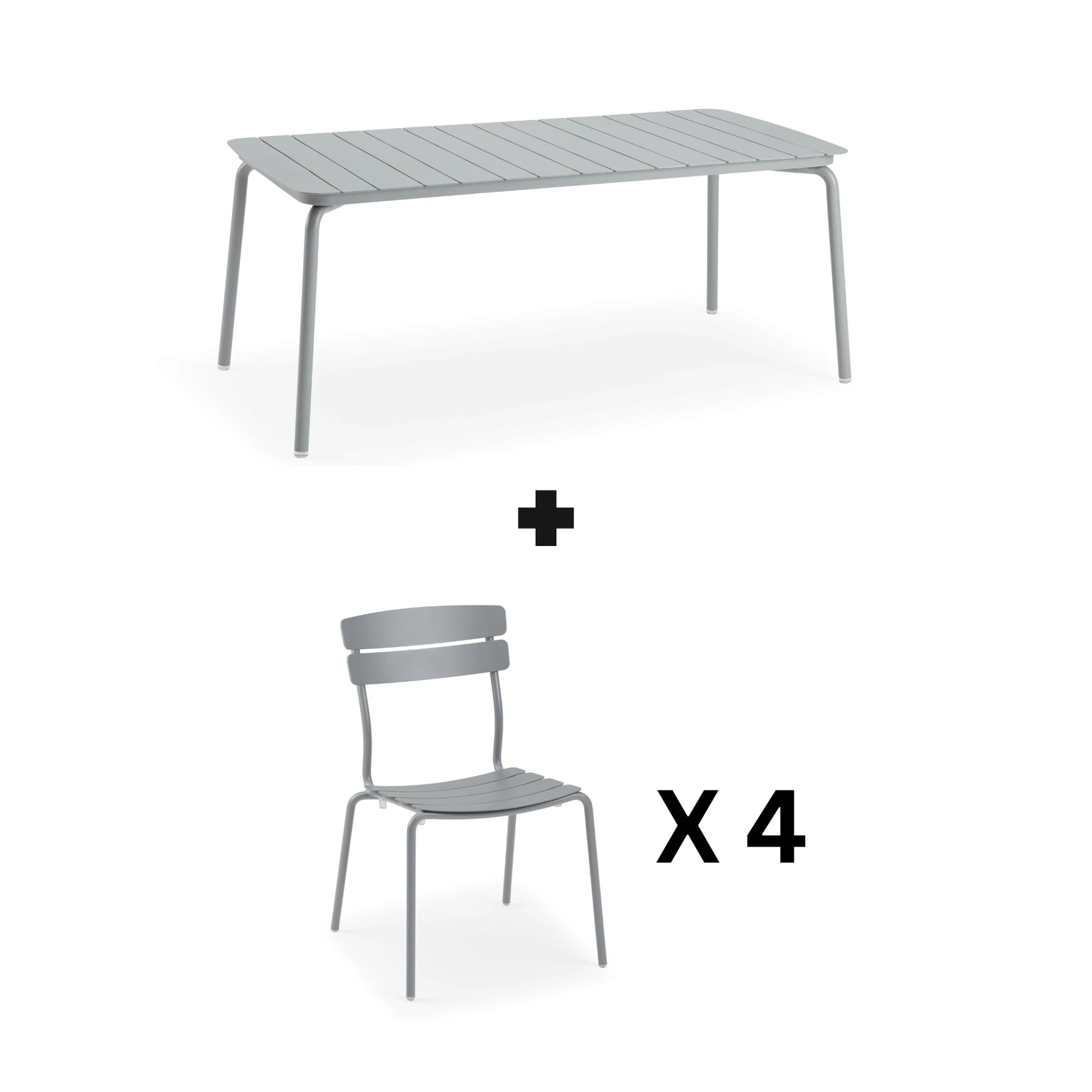 Wellmax Verano Outdoor Aluminium Rectangle Dining Table Set with 4 Chairs, Grey