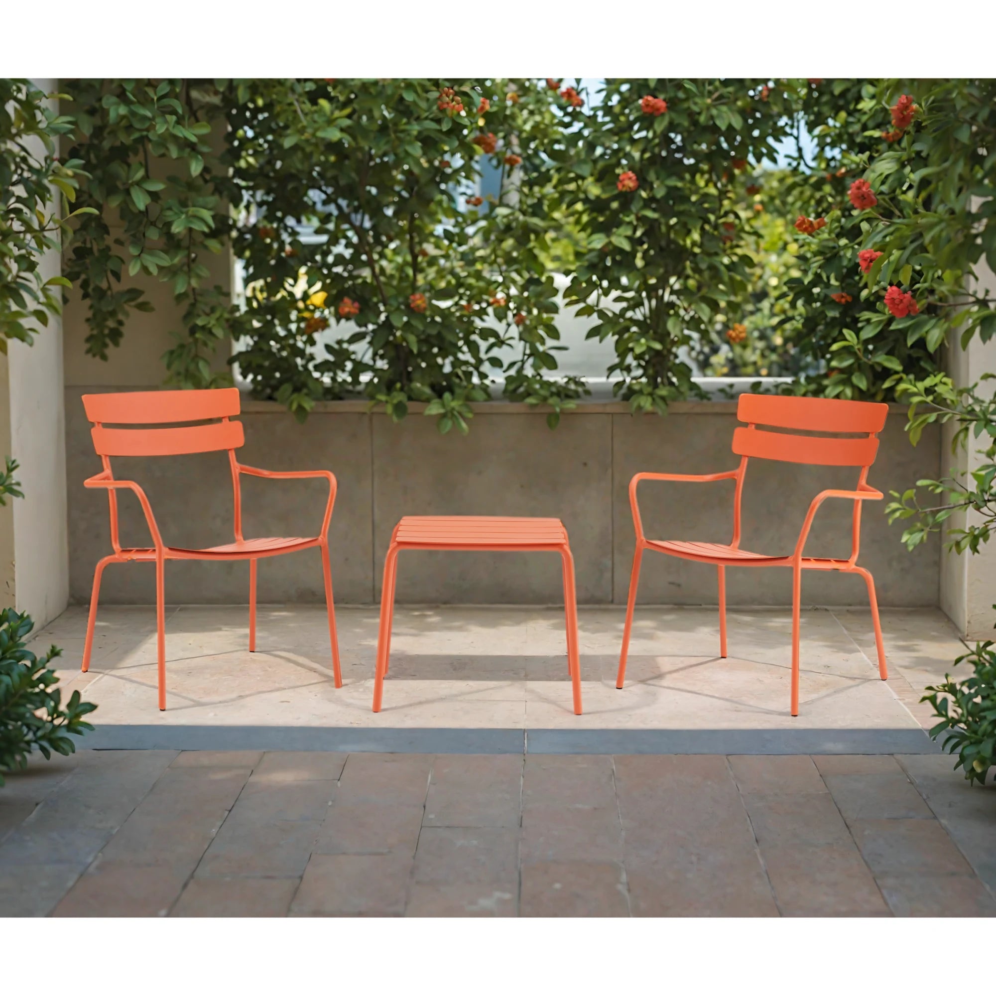 Wellmax Verano Balcony Aluminium Side Table and Chairs Set, Terracotta