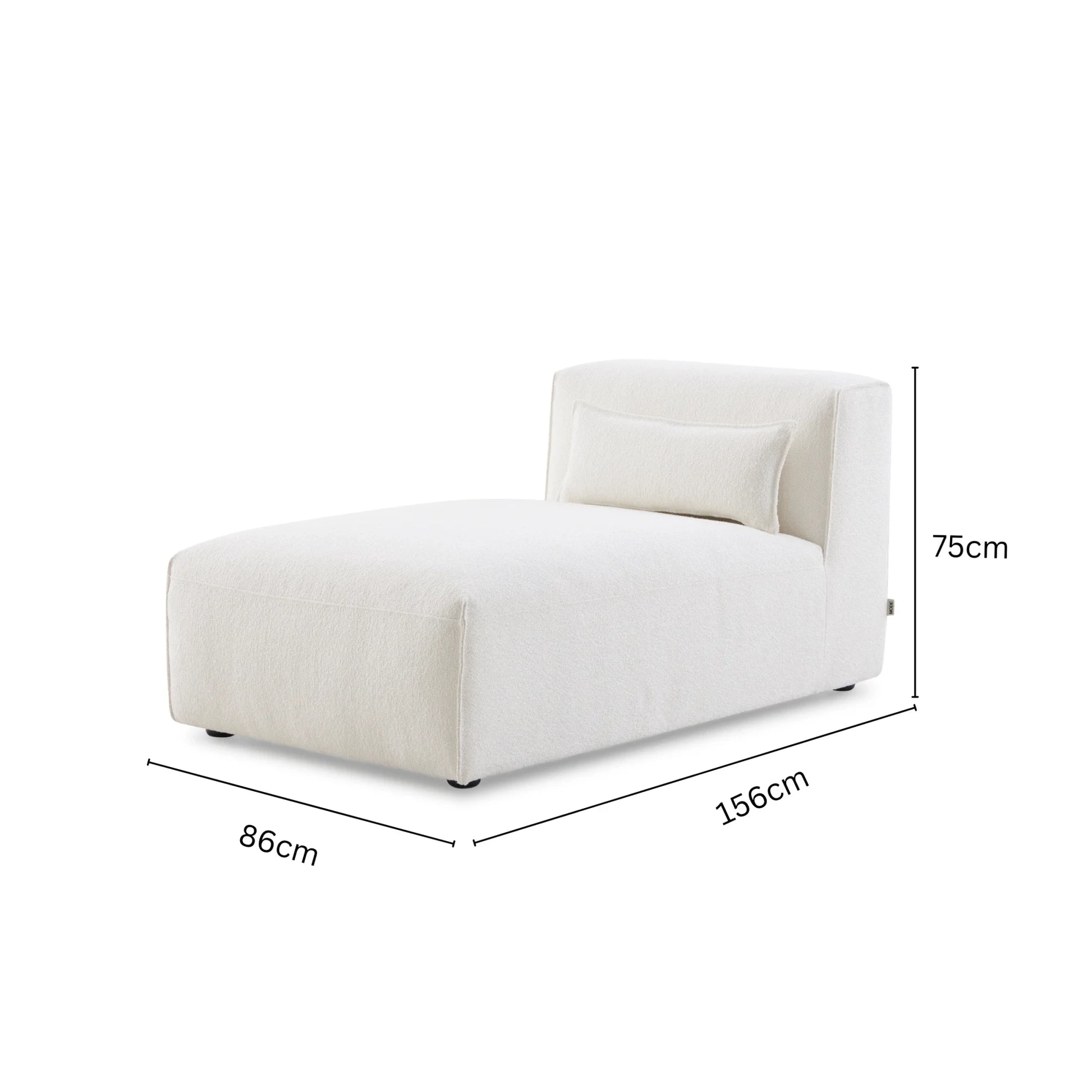 MODE Bravo Chaise Sofa Module, Boucle, Creamy White