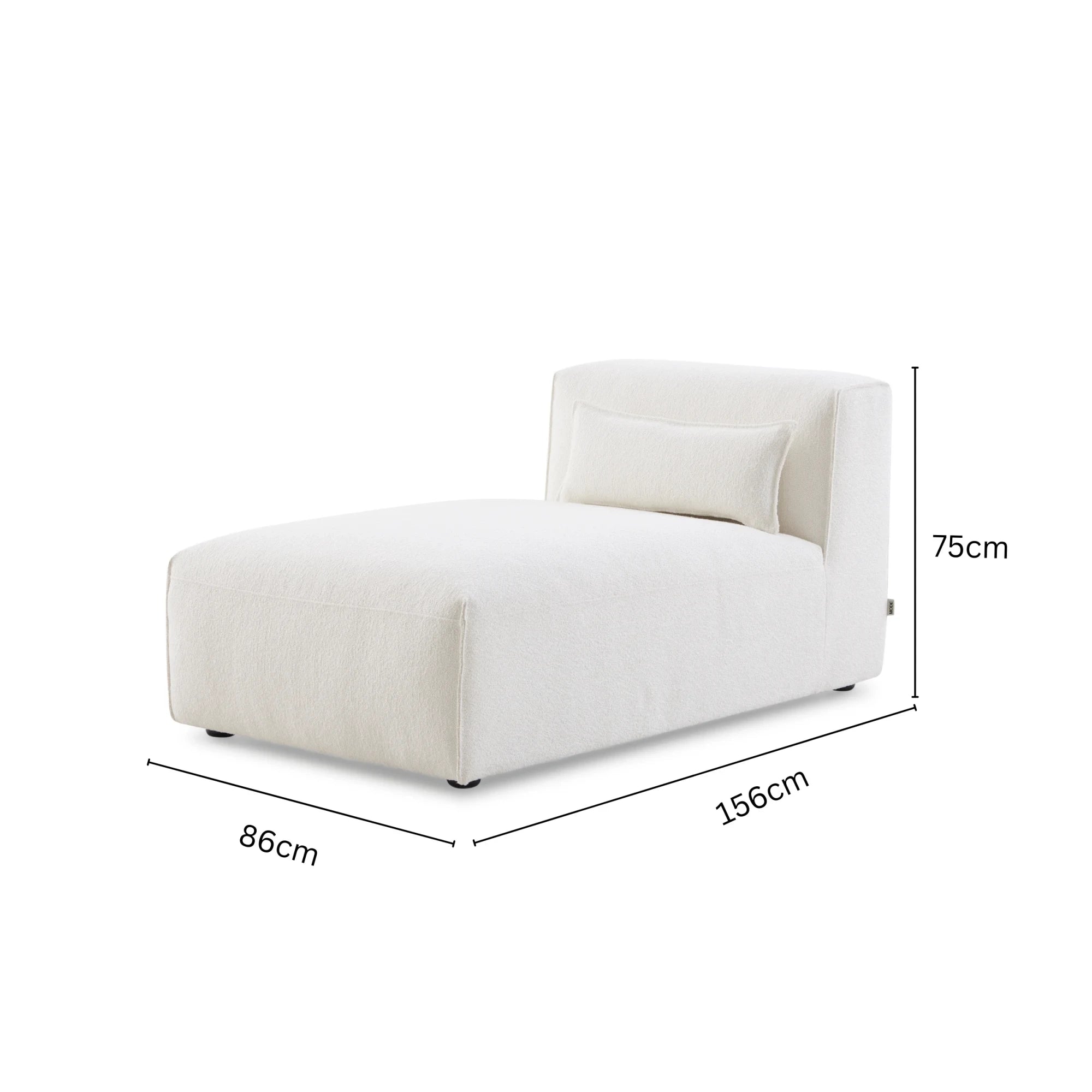 MODE Bravo Chaise Sofa Module, Boucle, Creamy White