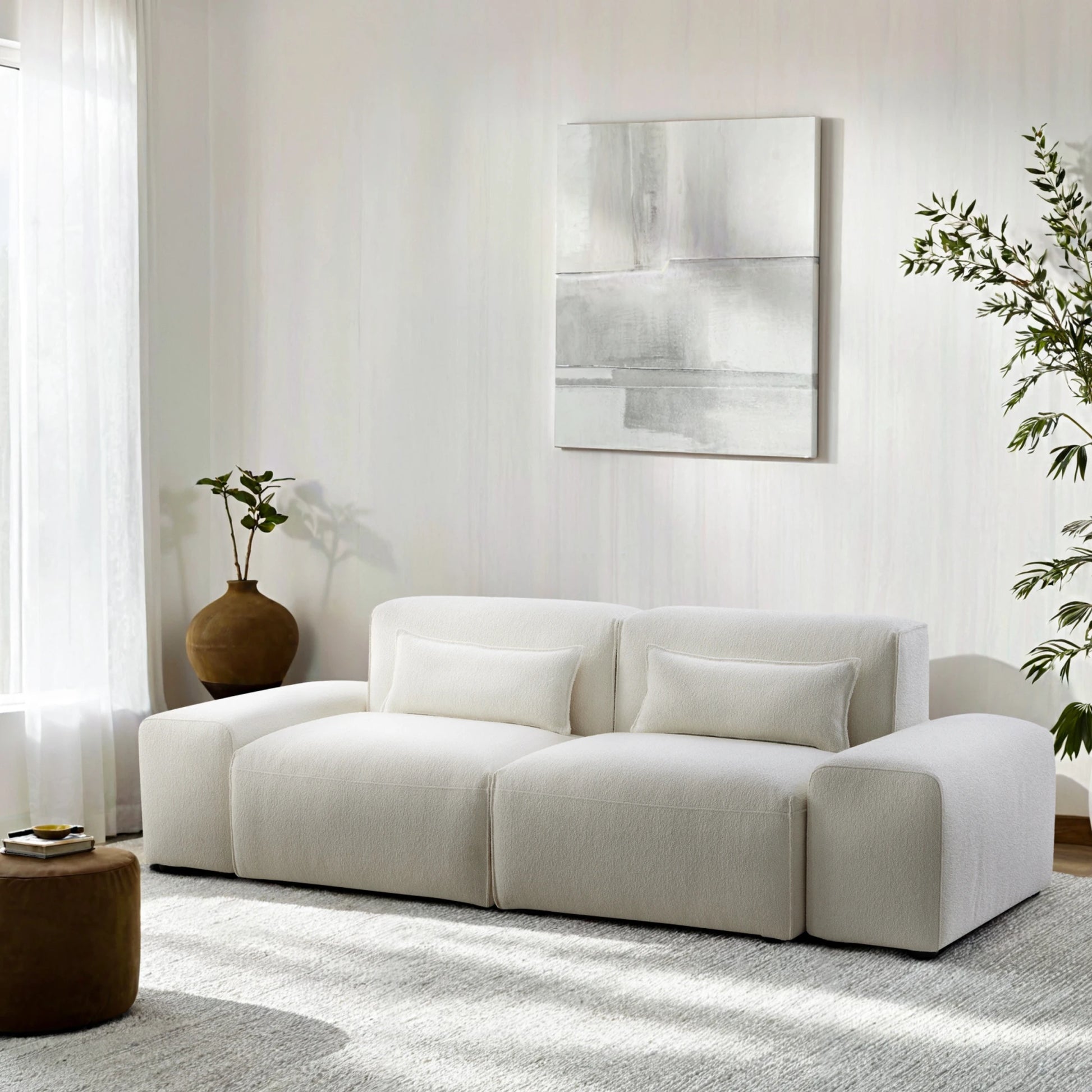 MODE Bravo 3.5-Seater Modular Sofa with Arm, Boucle, Creamy White