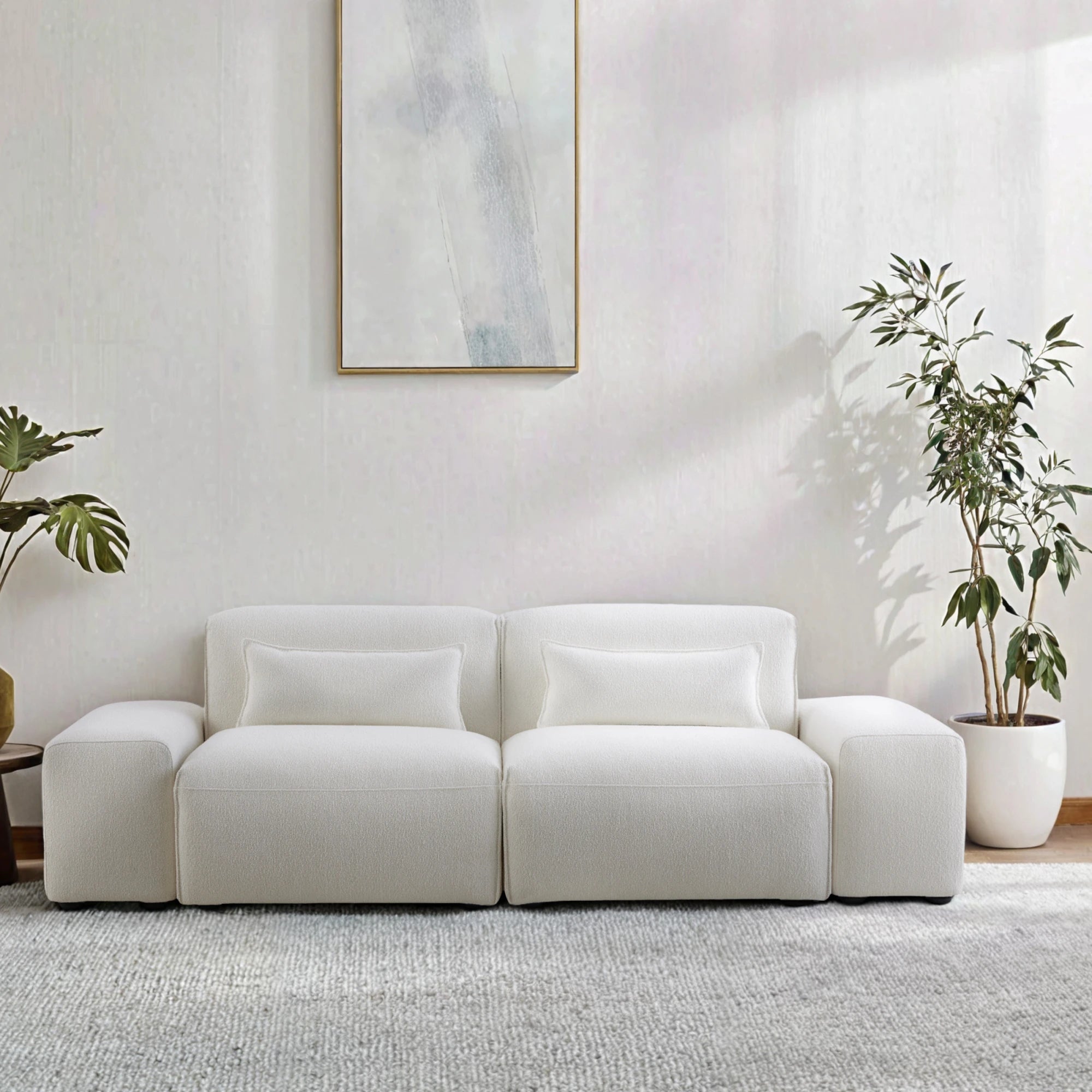 MODE Bravo 3.5-Seater Modular Sofa with Arm, Boucle, Creamy White
