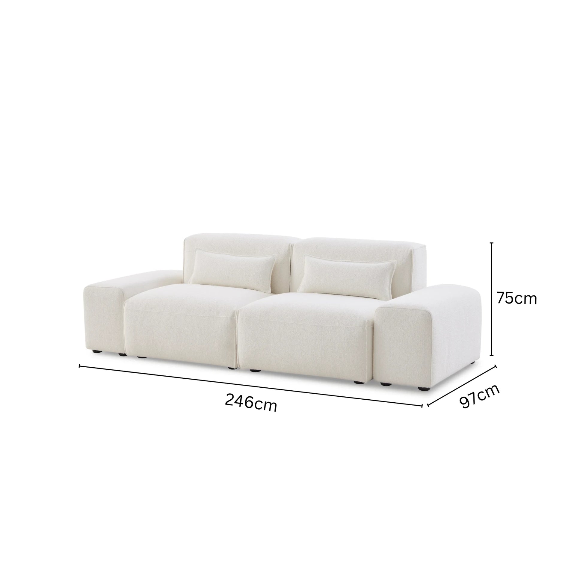 MODE Bravo 3.5-Seater Modular Sofa with Arm, Boucle, Creamy White
