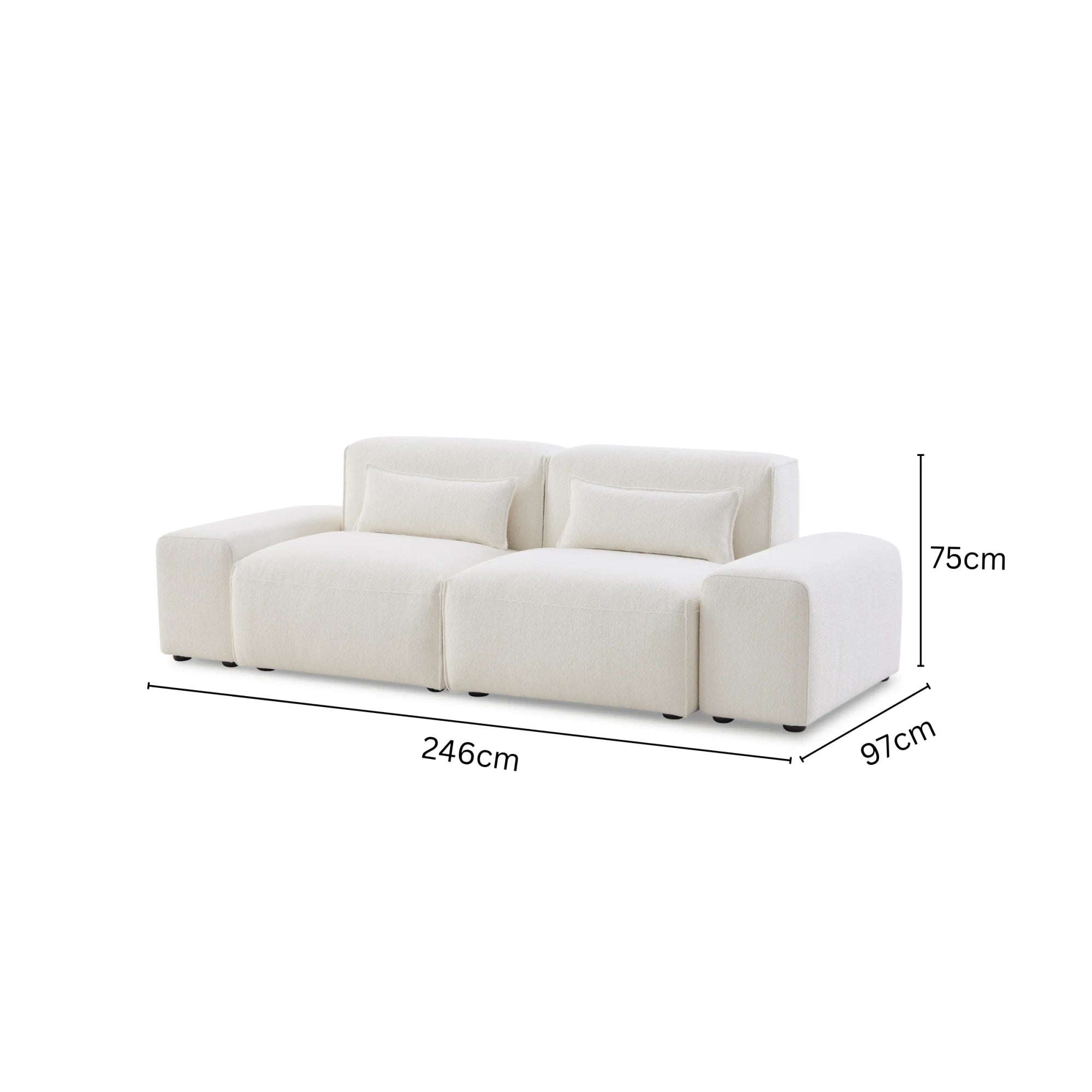 MODE Bravo 3.5-Seater Modular Sofa with Arm, Boucle, Creamy White