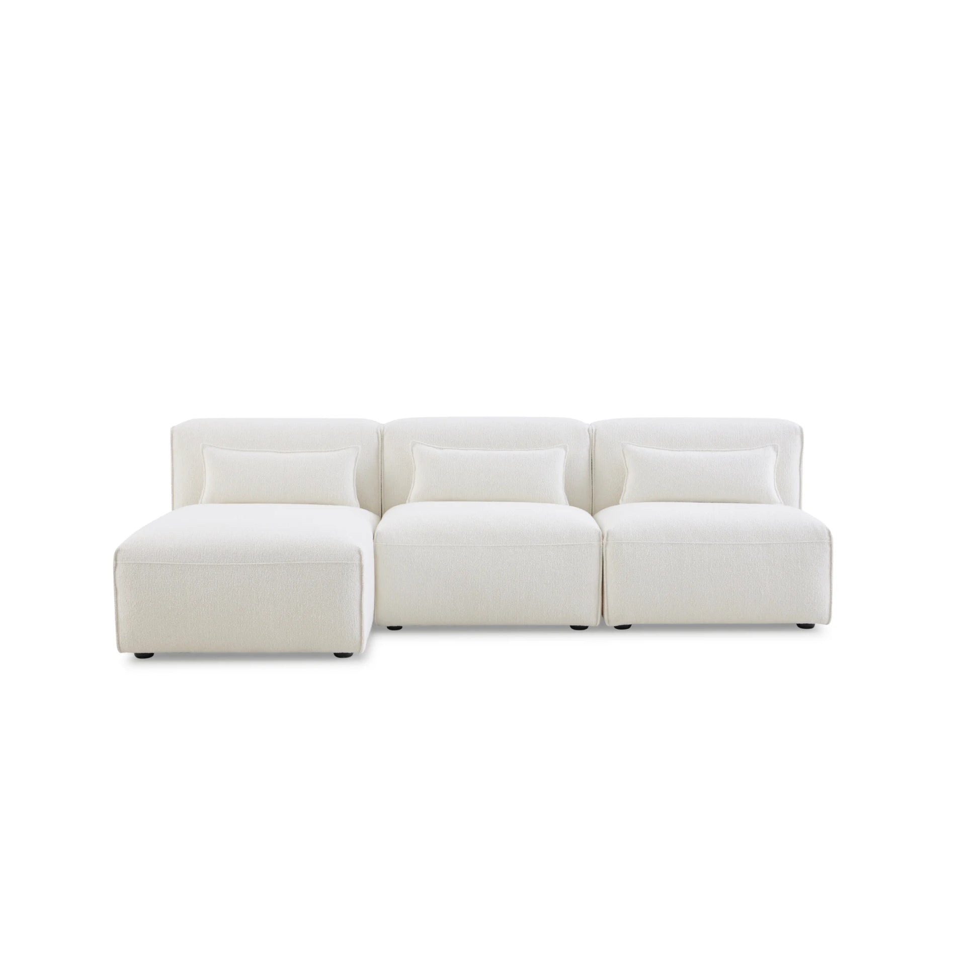 MODE Bravo 4-Seater Armless Modular Sofa with Chaise, Boucle, Creamy White