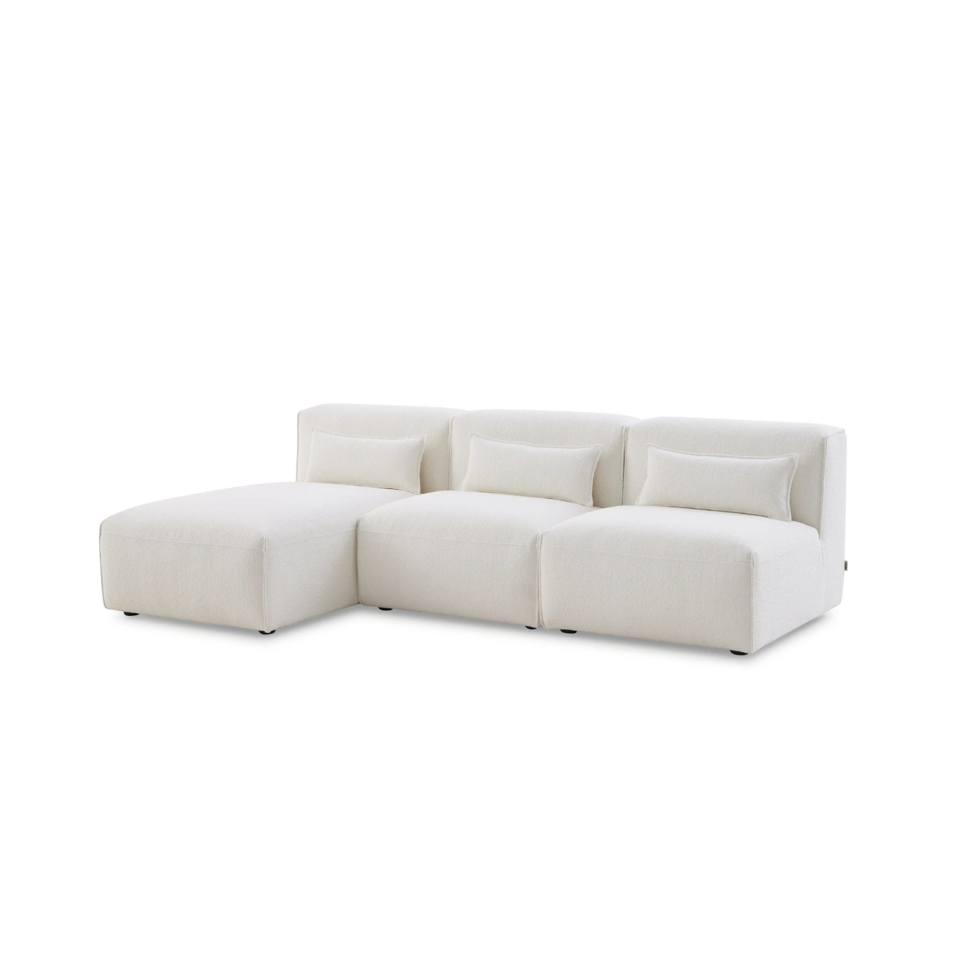 MODE Bravo 4-Seater Armless Modular Sofa with Chaise, Boucle, Creamy White