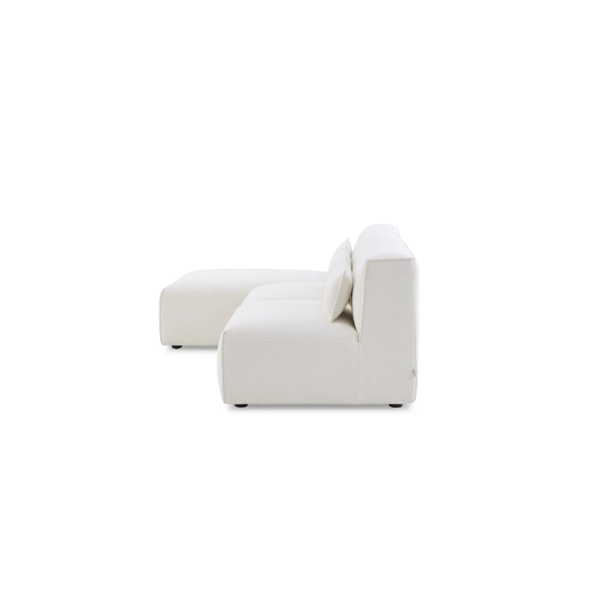 MODE Bravo 4-Seater Armless Modular Sofa with Chaise, Boucle, Creamy White