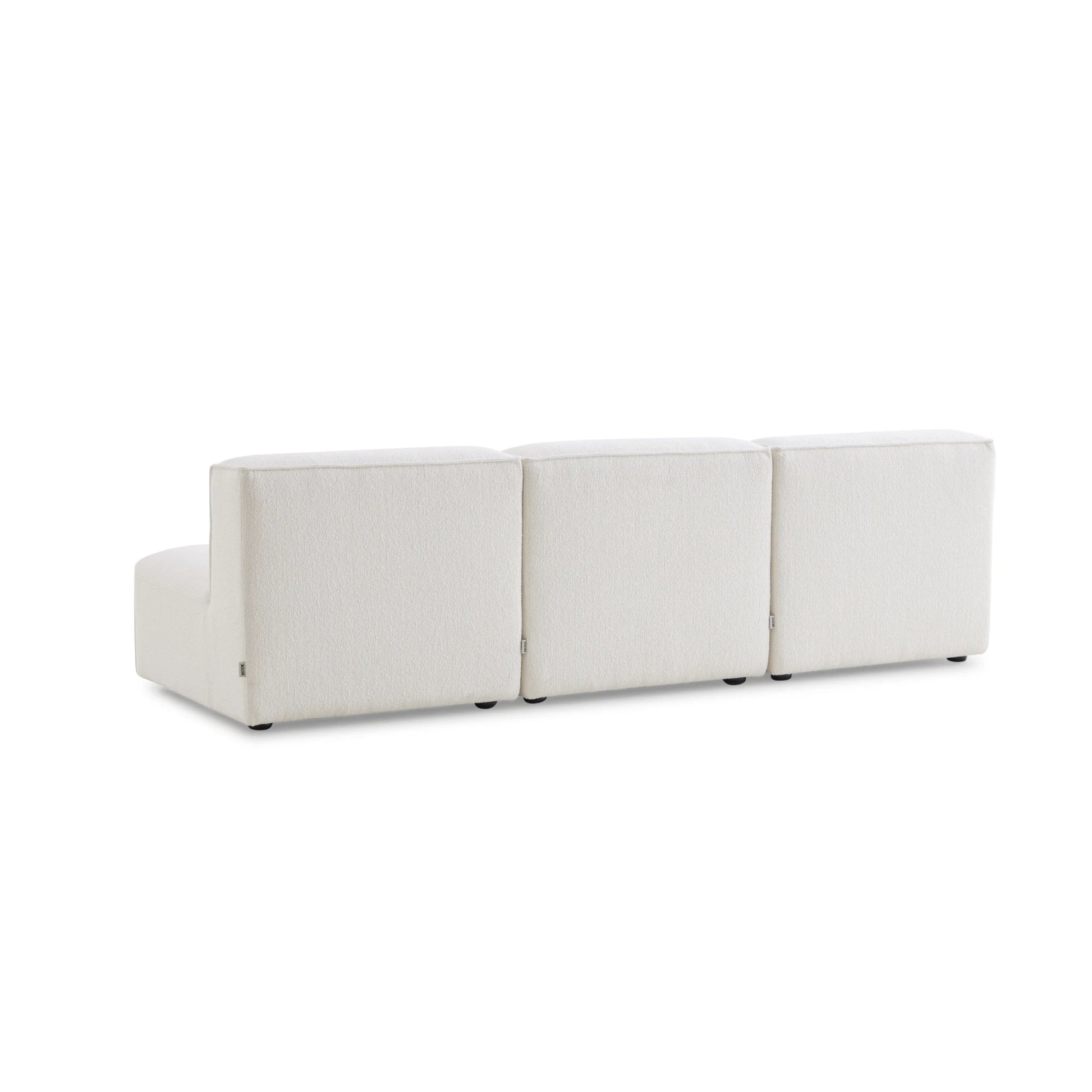 MODE Bravo 4-Seater Armless Modular Sofa with Chaise, Boucle, Creamy White