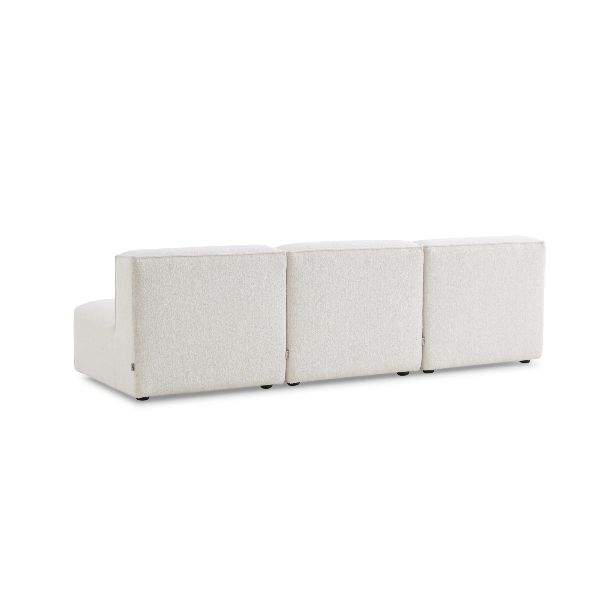 MODE Bravo 4-Seater Armless Modular Sofa with Chaise, Boucle, Creamy White