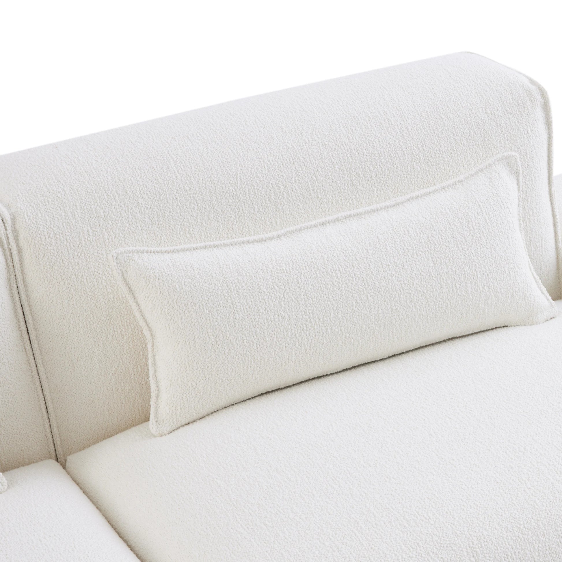 MODE Bravo 4-Seater Armless Modular Sofa with Chaise, Boucle, Creamy White