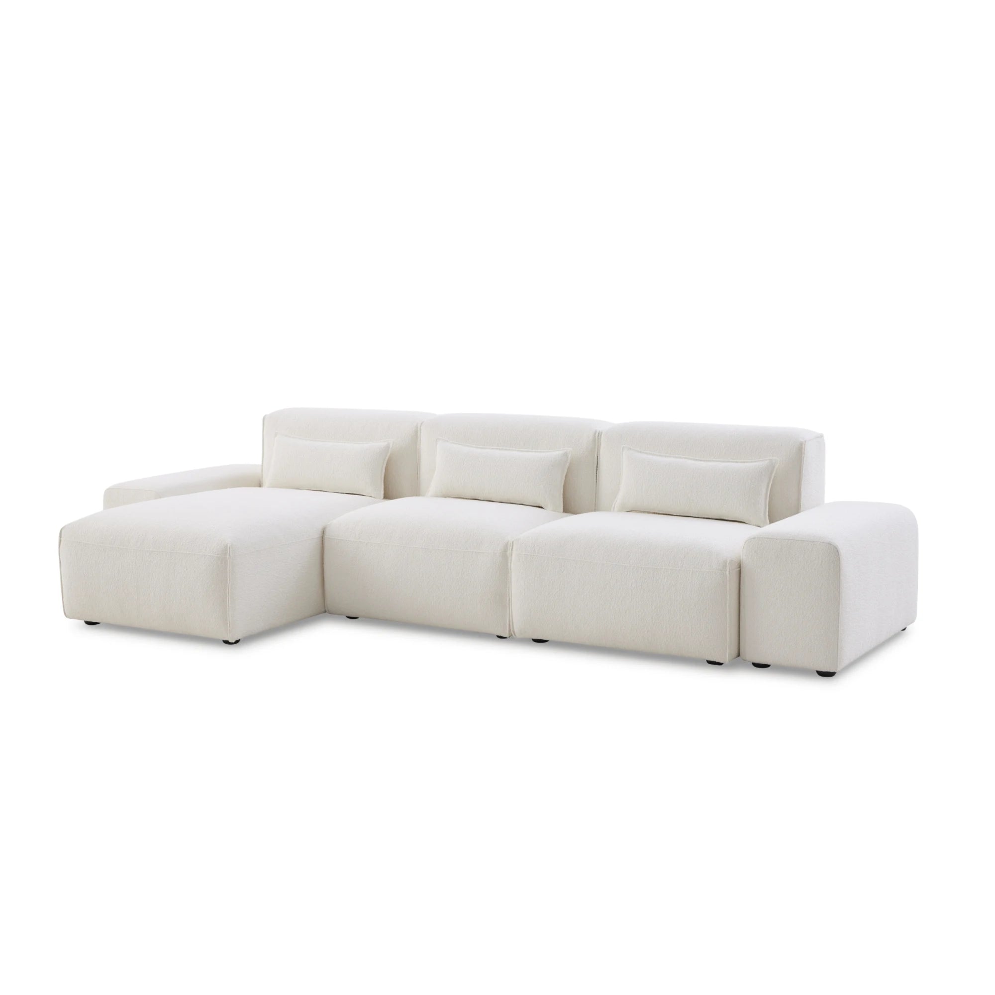 MODE Bravo 4.5-Seater Modular Sofa with Chaise & Arm, Boucle, Creamy White