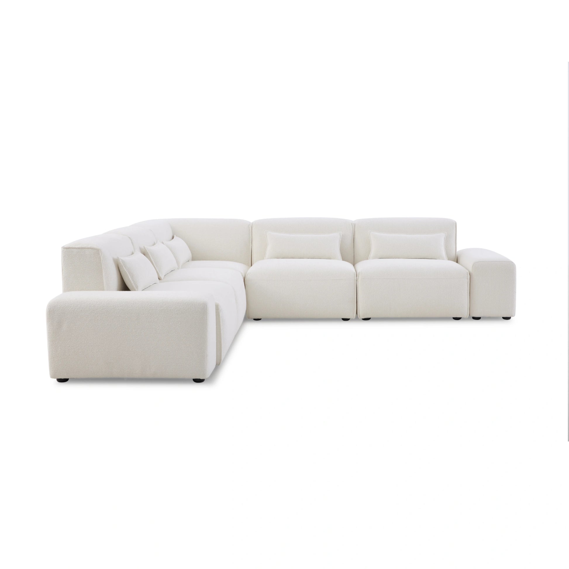 MODE Bravo 5-Seater Modular Corner Sofa with Arm, Boucle, Creamy White