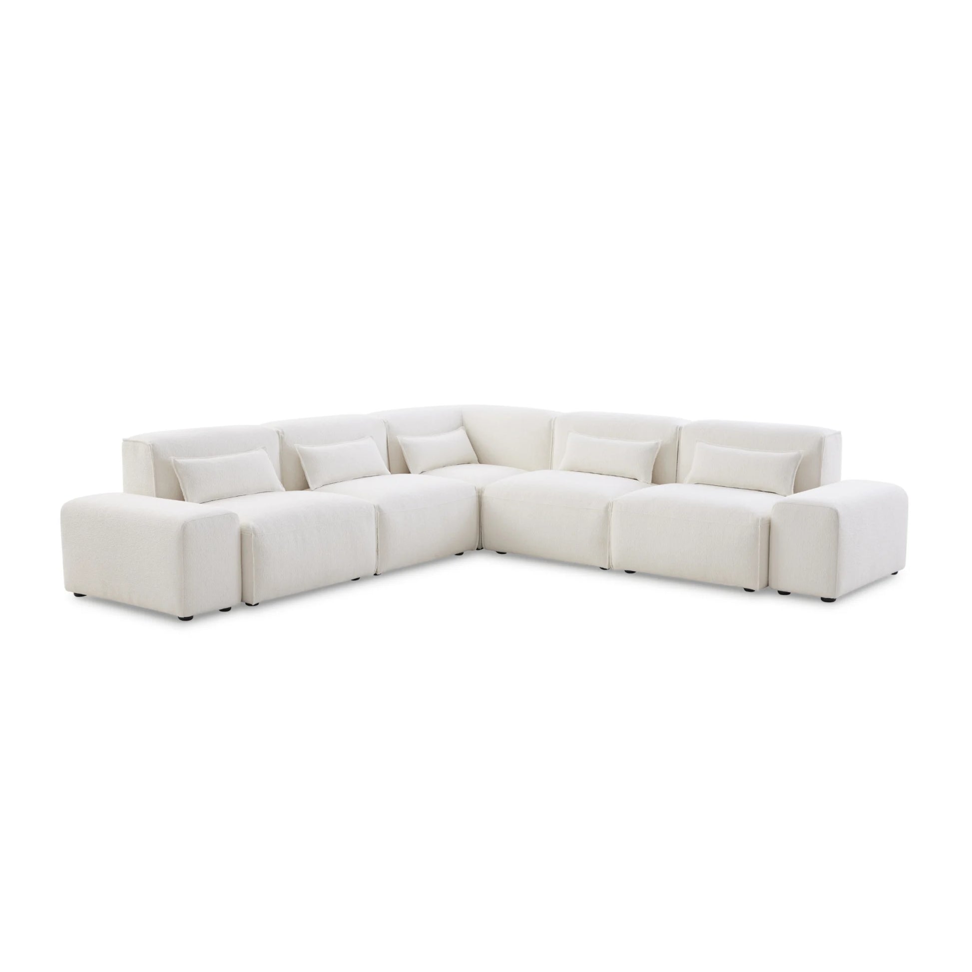MODE Bravo 5-Seater Modular Corner Sofa with Arm, Boucle, Creamy White