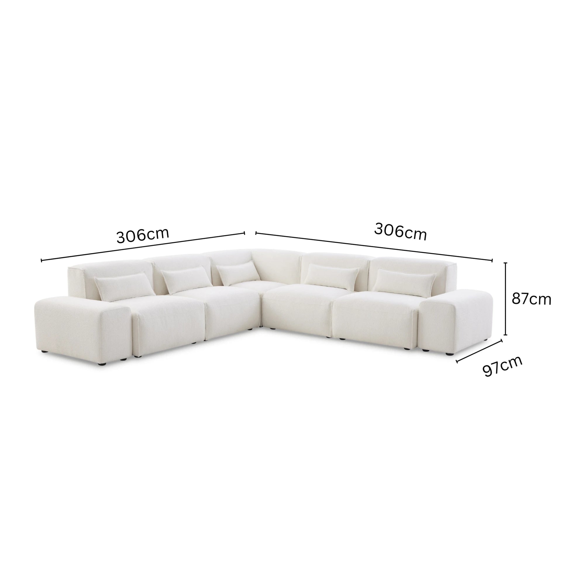 MODE Bravo 5-Seater Modular Corner Sofa with Arm, Boucle, Creamy White