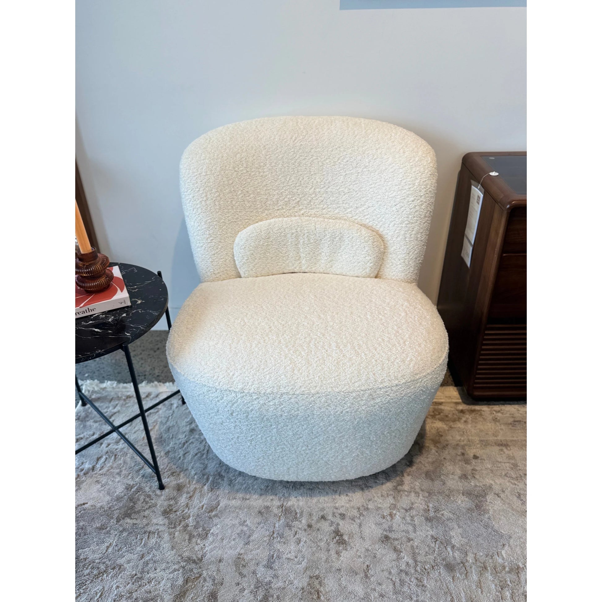 MODE Domi Boucle Swivel Chair, Pearly White