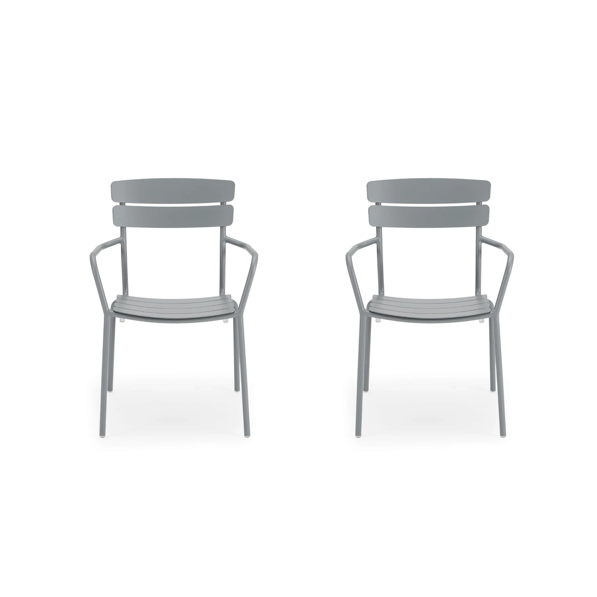 Wellmax Verano Outdoor Aluminium Dining Armchair, Set of 2, Grey