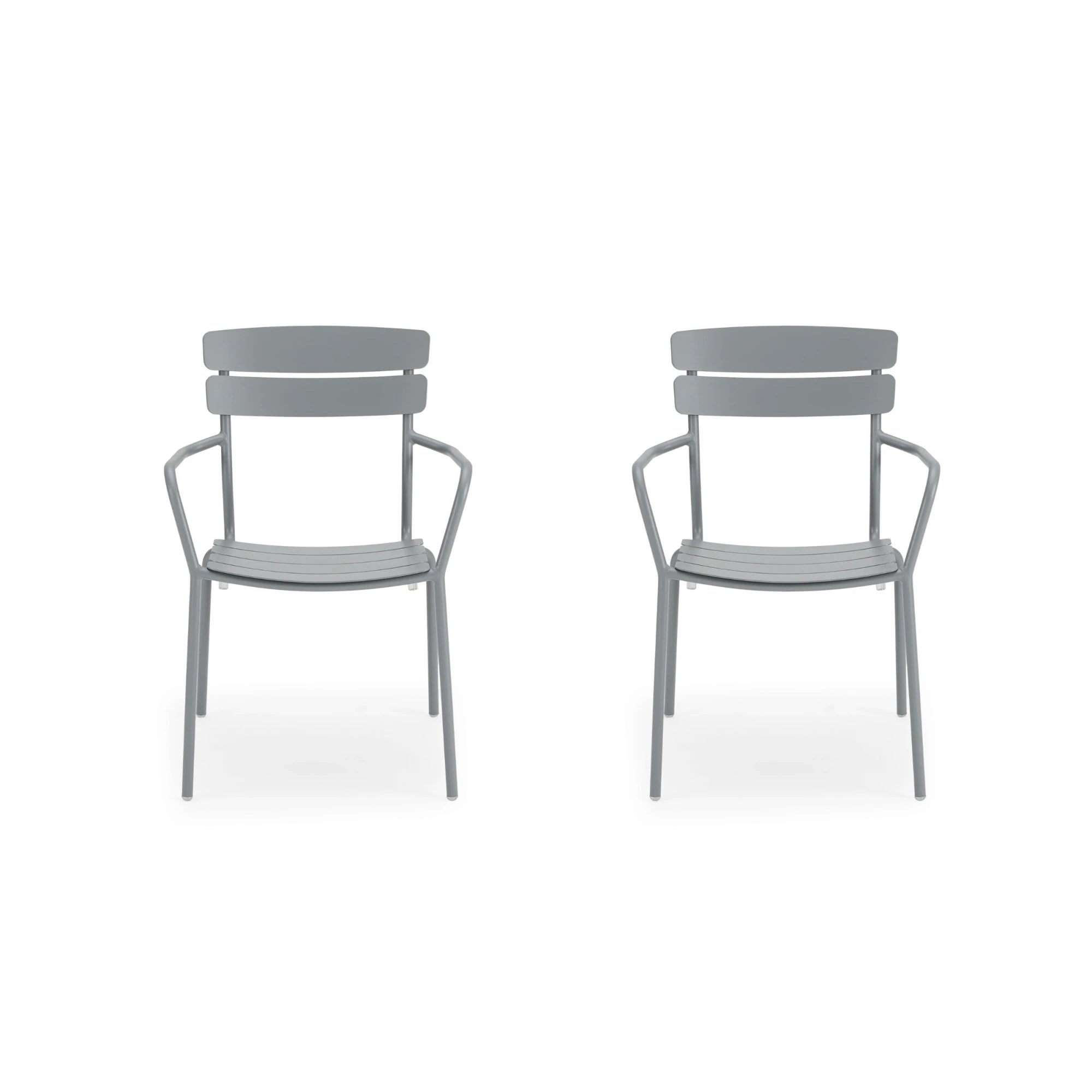 Wellmax Verano Outdoor Aluminium Dining Armchair, Set of 2, Grey