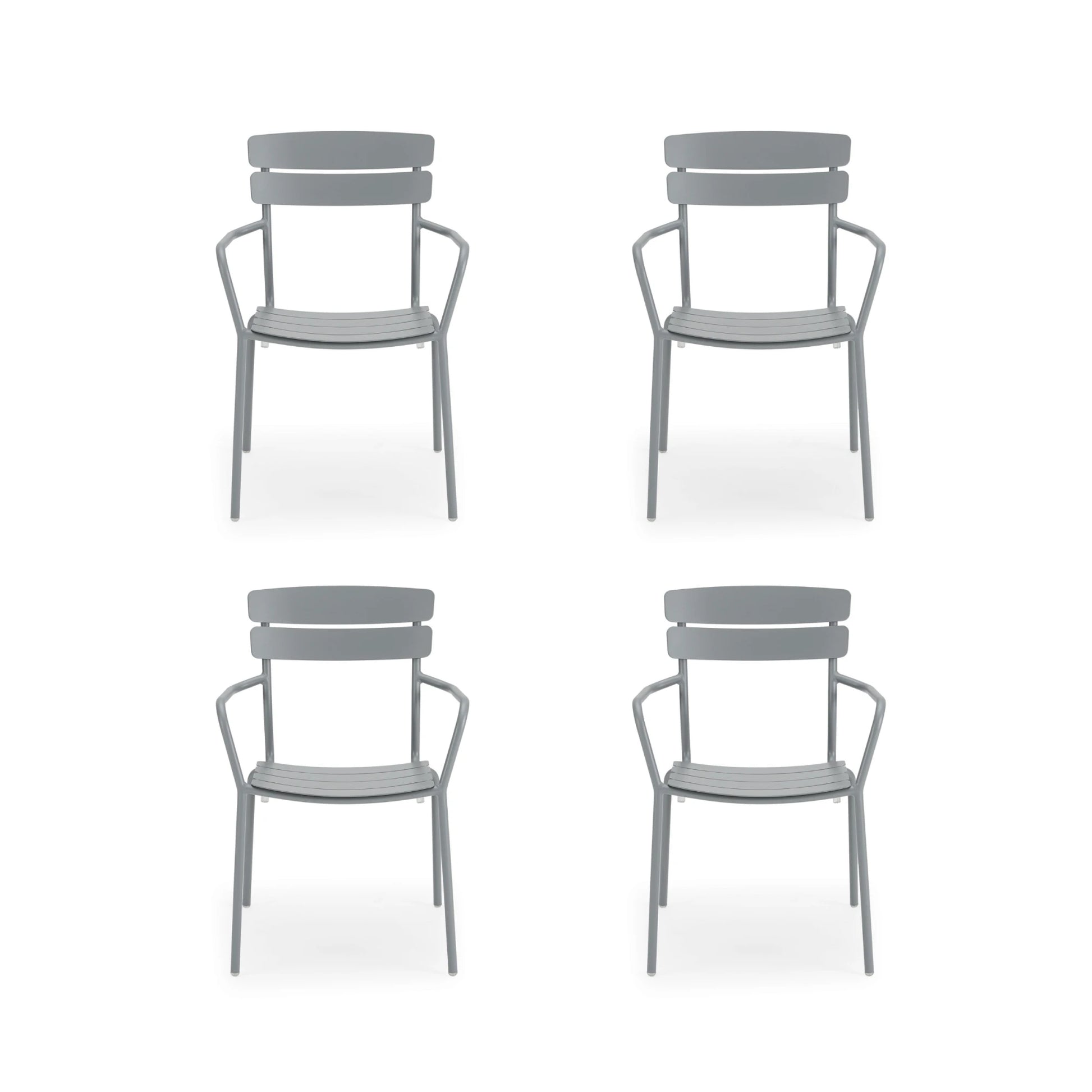 Wellmax Verano Outdoor Aluminium Dining Armchair, Set of 4, Grey