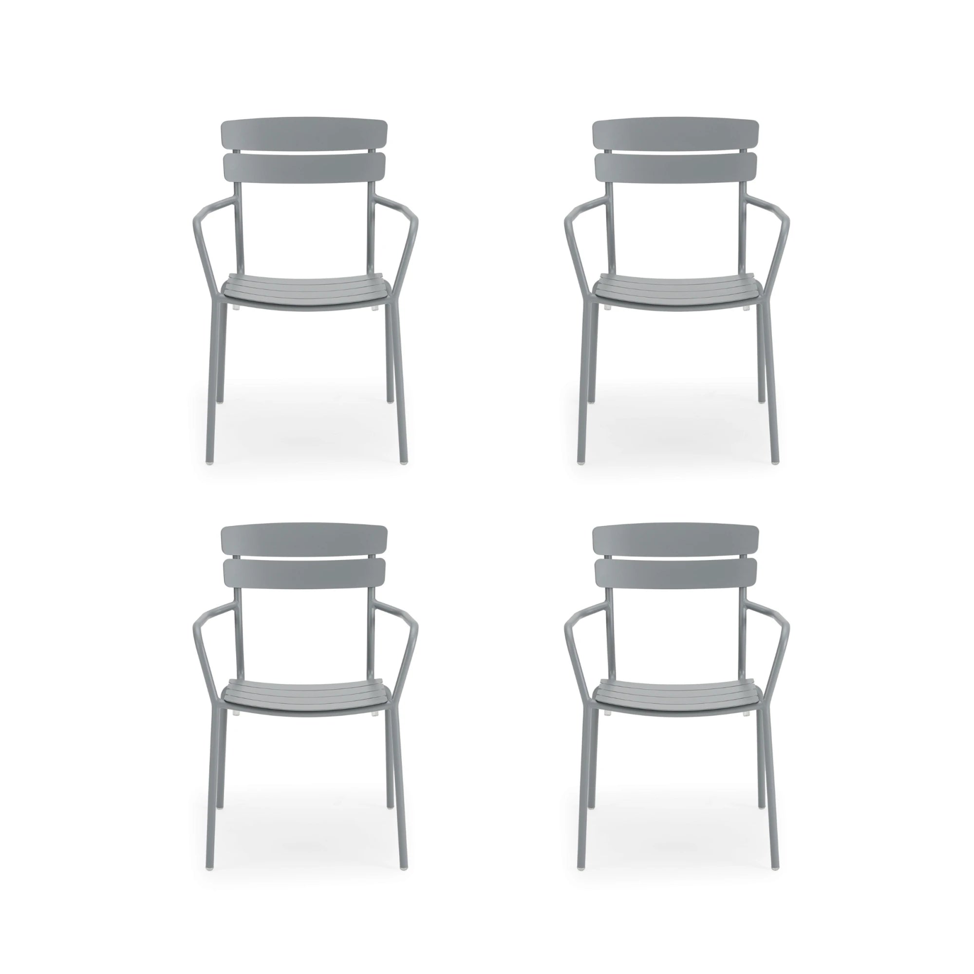 Wellmax Verano Outdoor Aluminium Dining Armchair, Set of 4, Grey