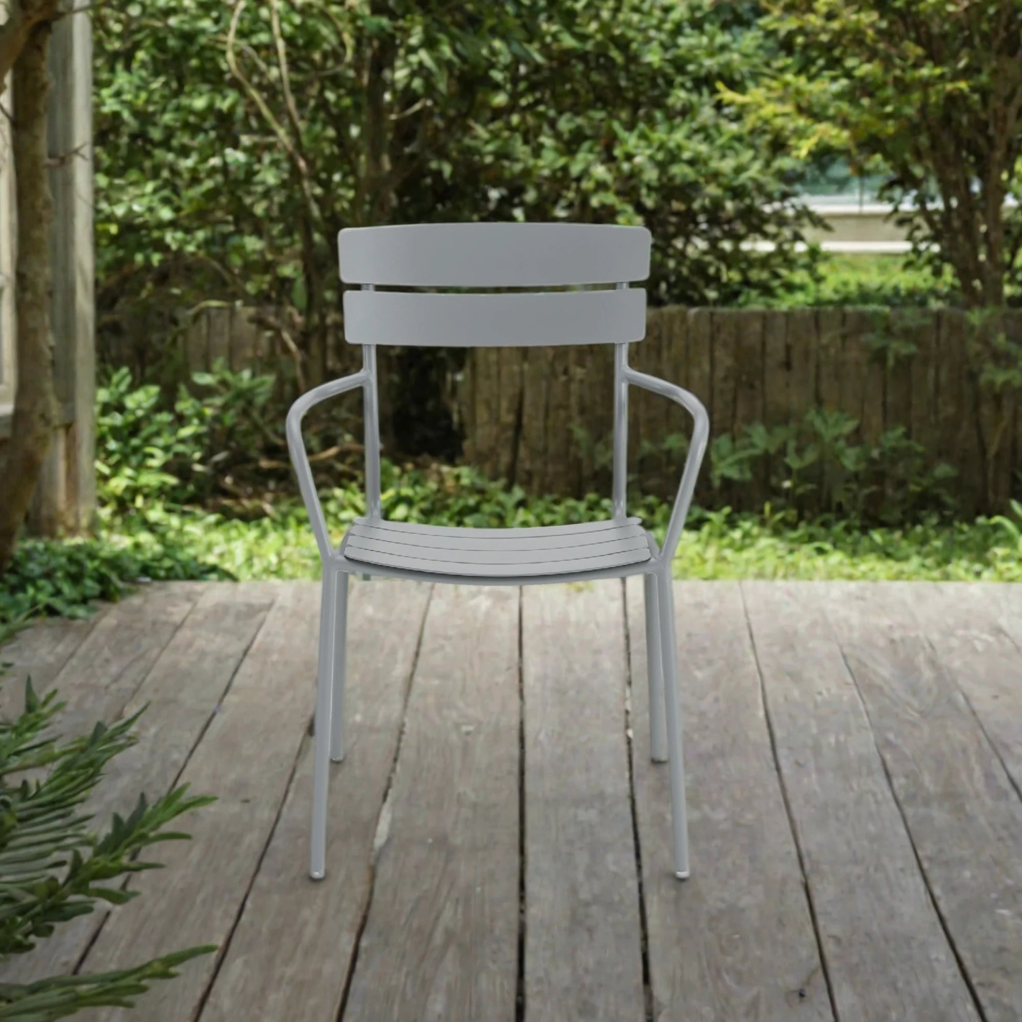 Wellmax Verano Outdoor Aluminium Dining Armchair, Set of 4, Grey