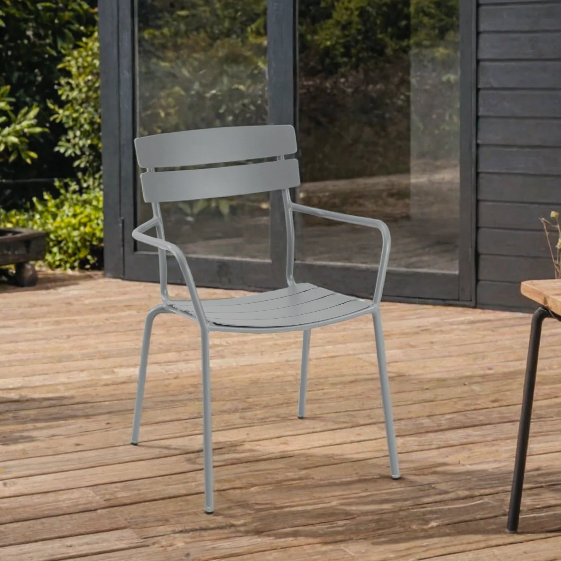 Wellmax Verano Outdoor Aluminium Dining Armchair, Set of 4, Grey