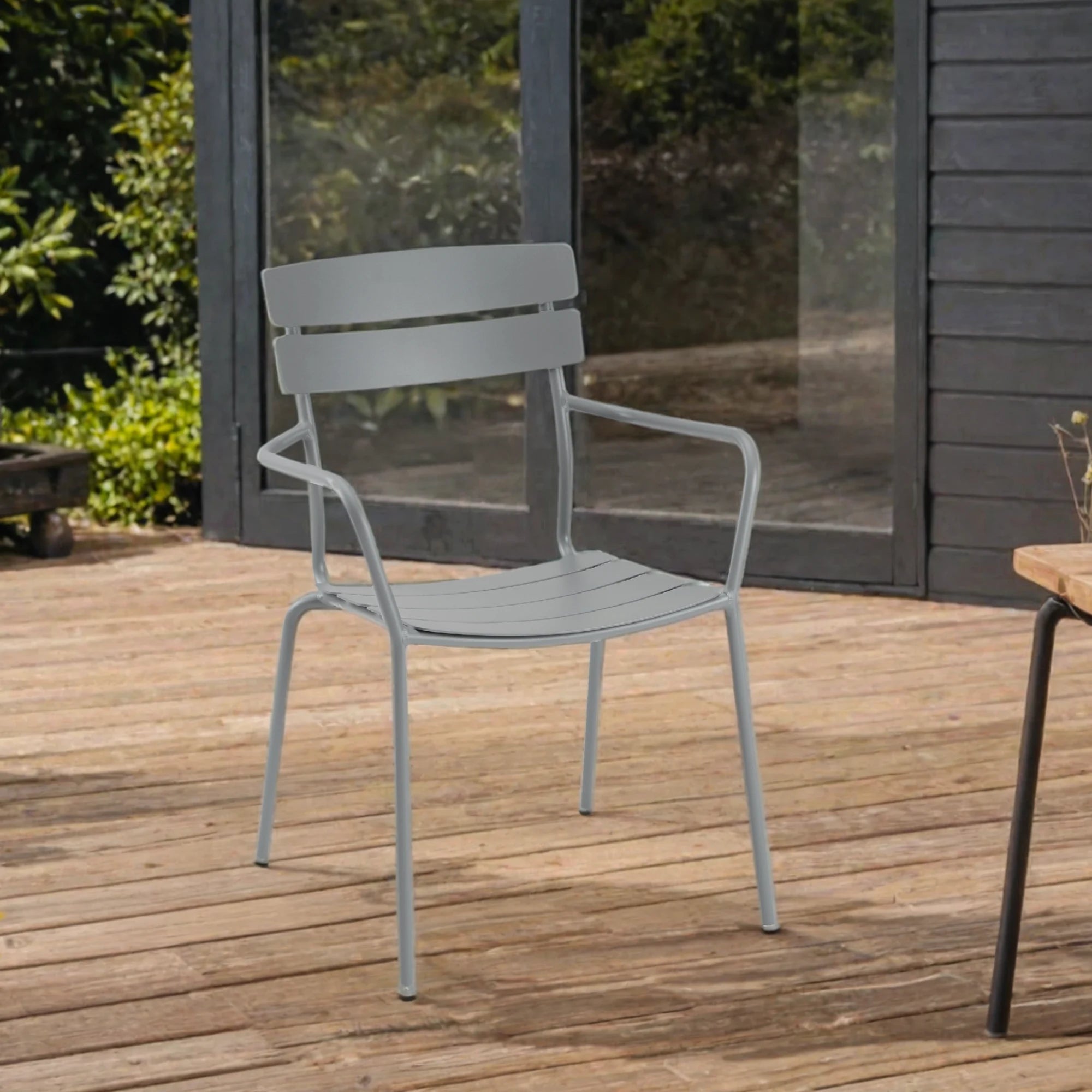 Wellmax Verano Outdoor Aluminium Dining Armchair, Set of 4, Grey