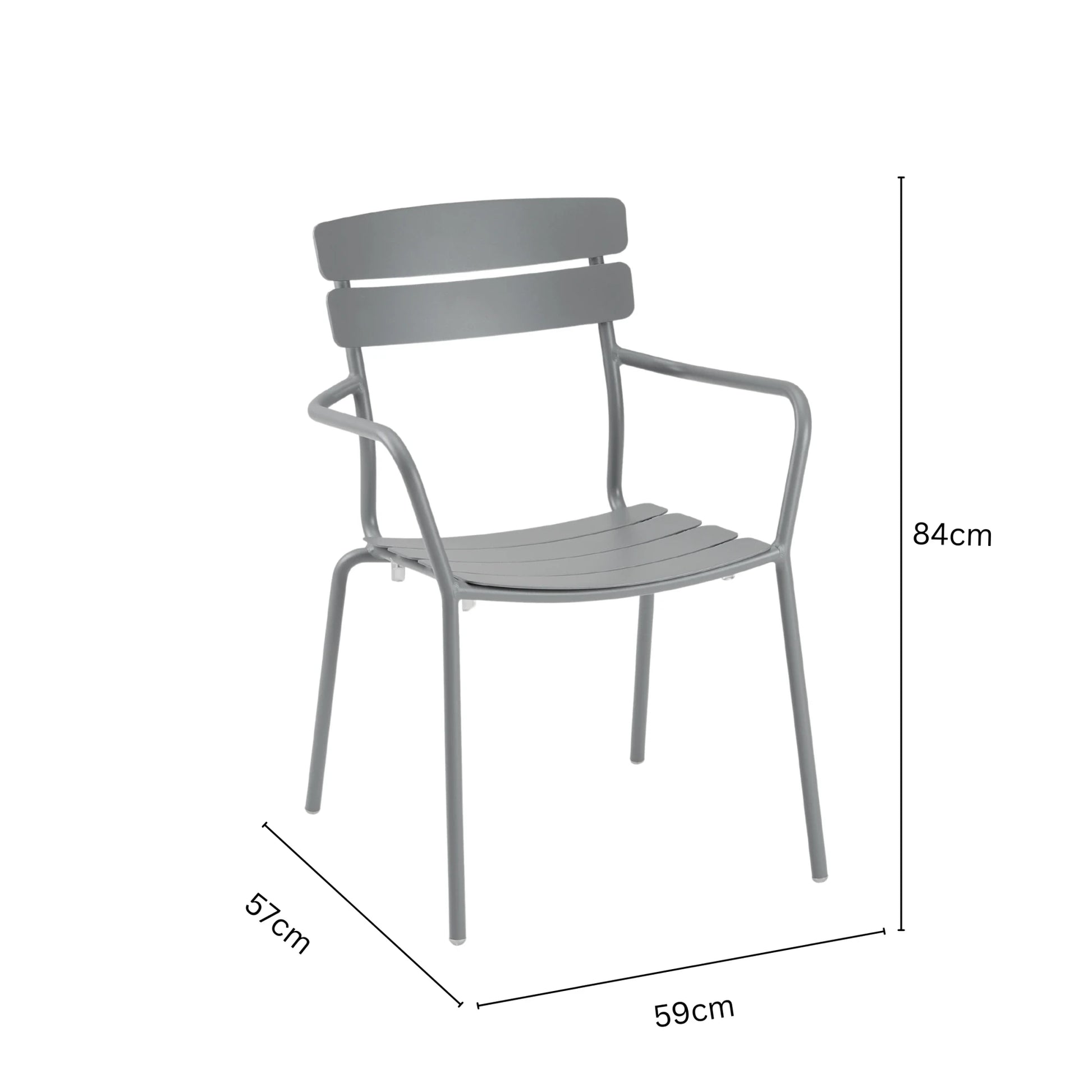Wellmax Verano Outdoor Aluminium Dining Armchair, Set of 4, Grey