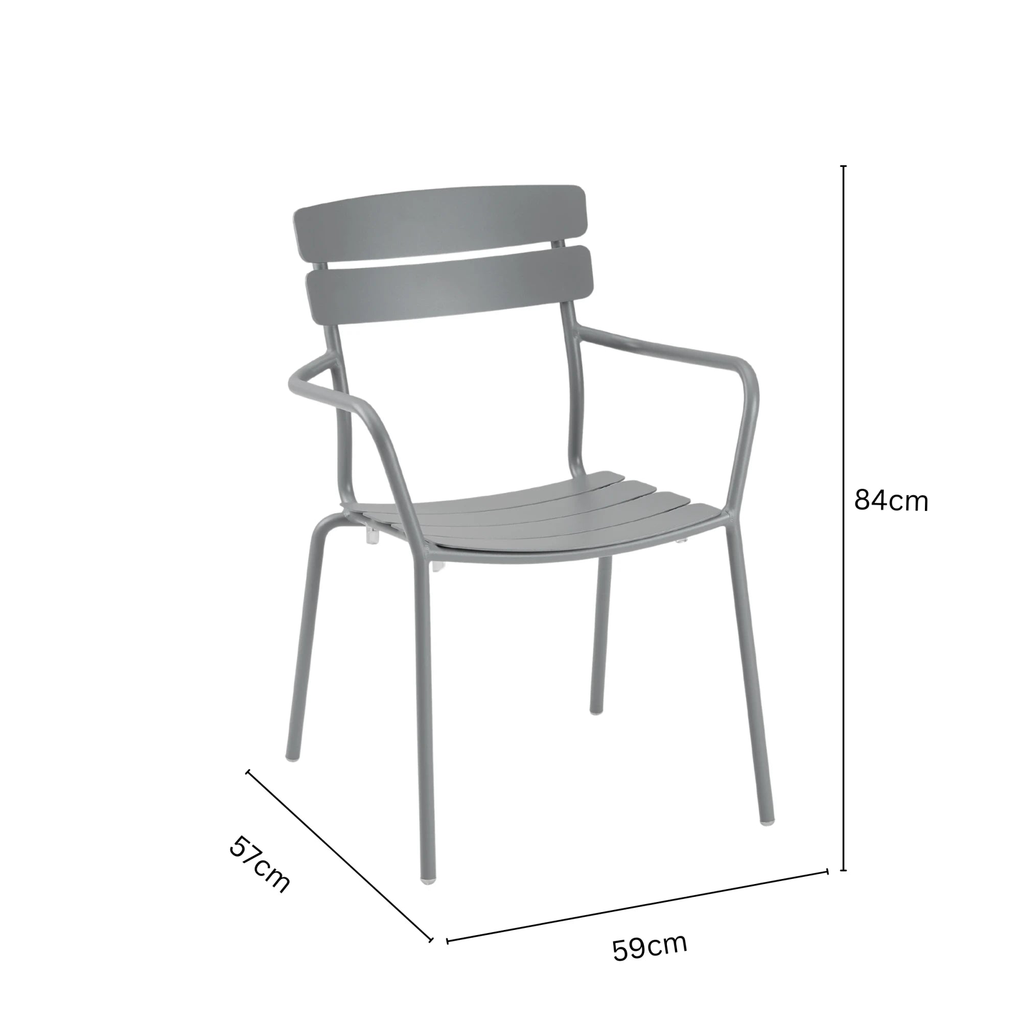 Wellmax Verano Outdoor Aluminium Dining Armchair, Set of 4, Grey
