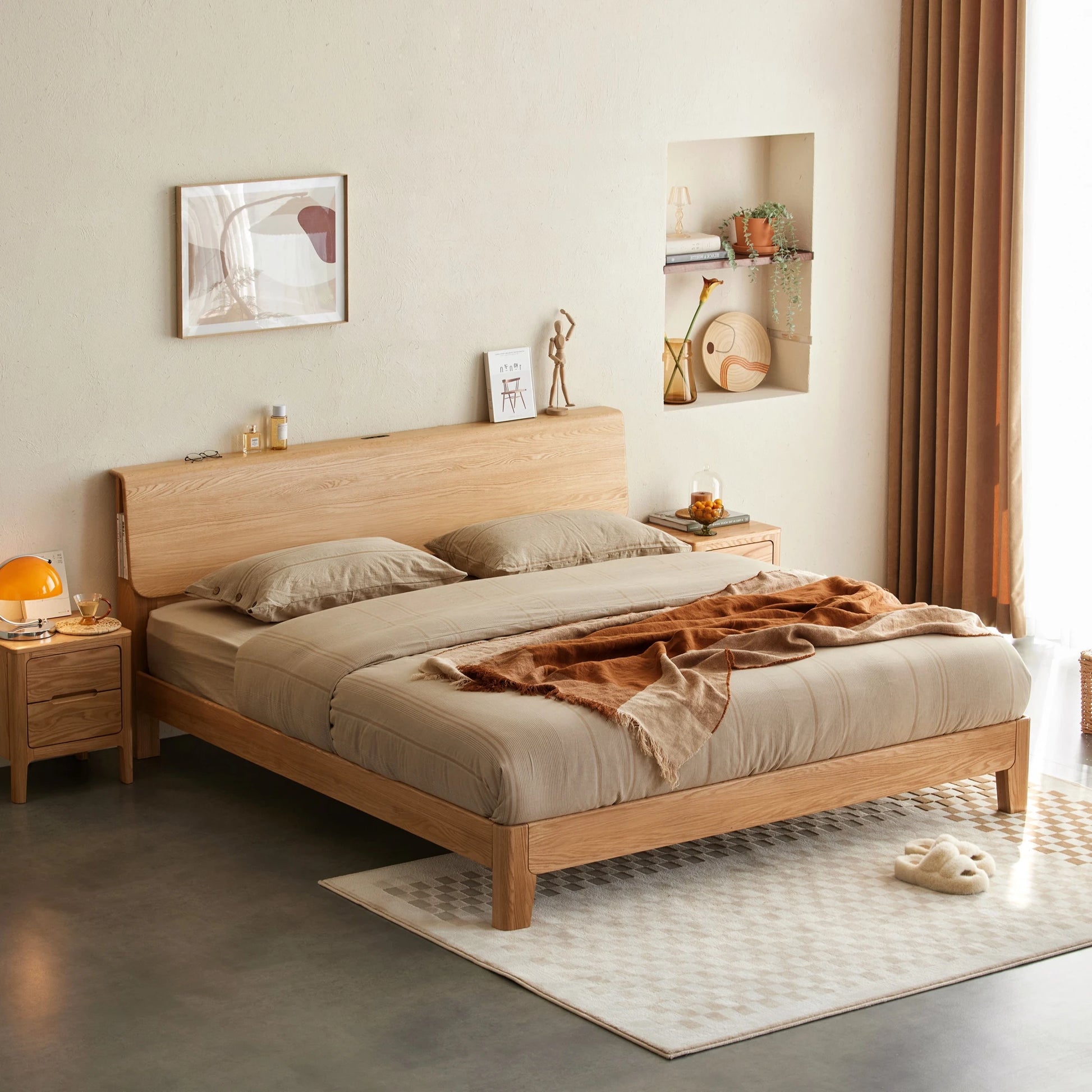 Solidwood Bailey Bed Frame, Low Profile, Natural Wood