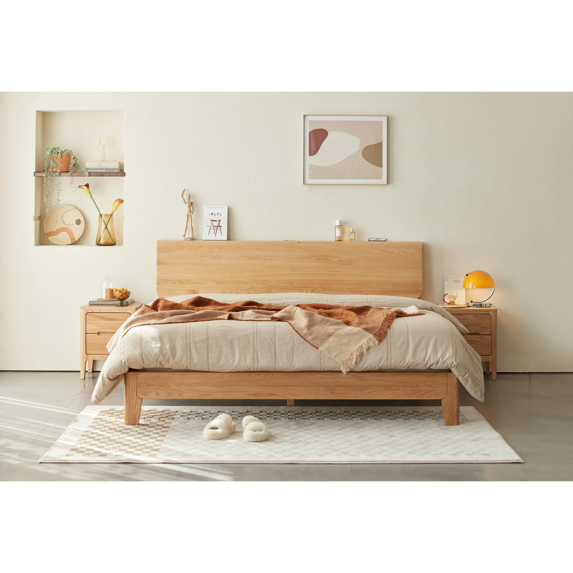 Solidwood Bailey Bed Frame, Low Profile, Natural Wood