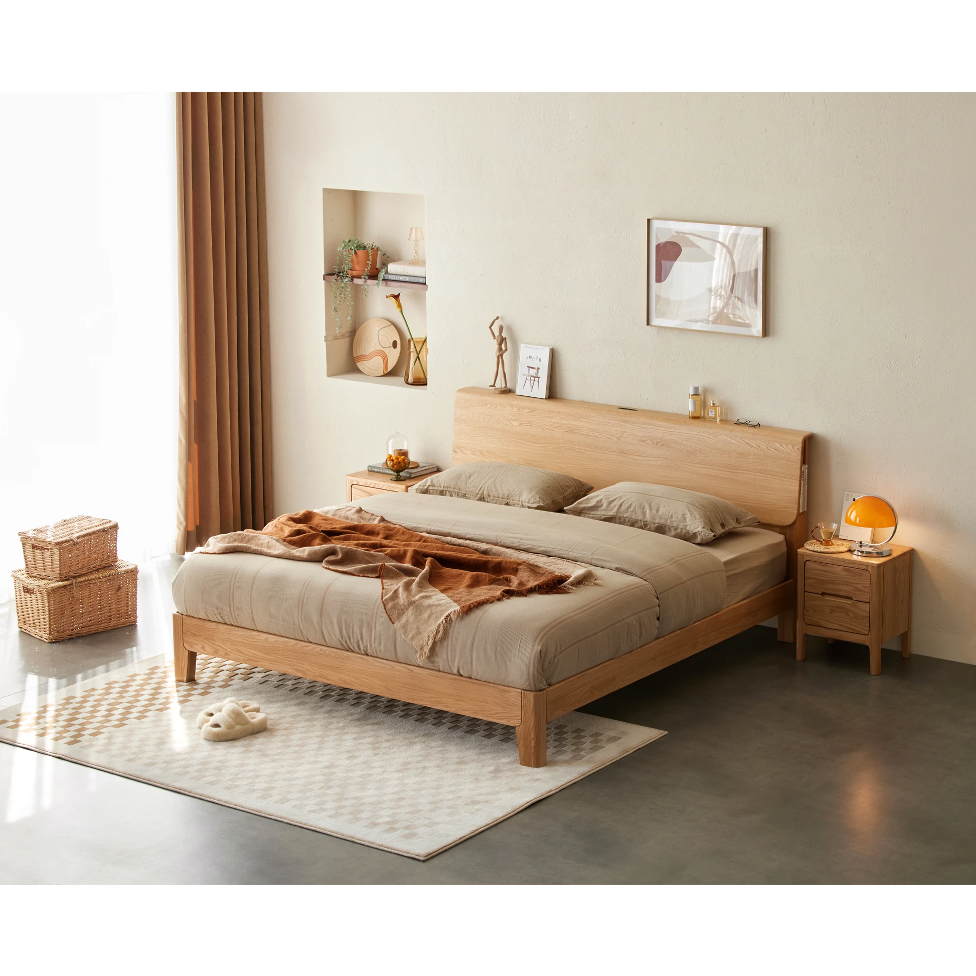 Solidwood Bailey Bed Frame, Low Profile, Natural Wood