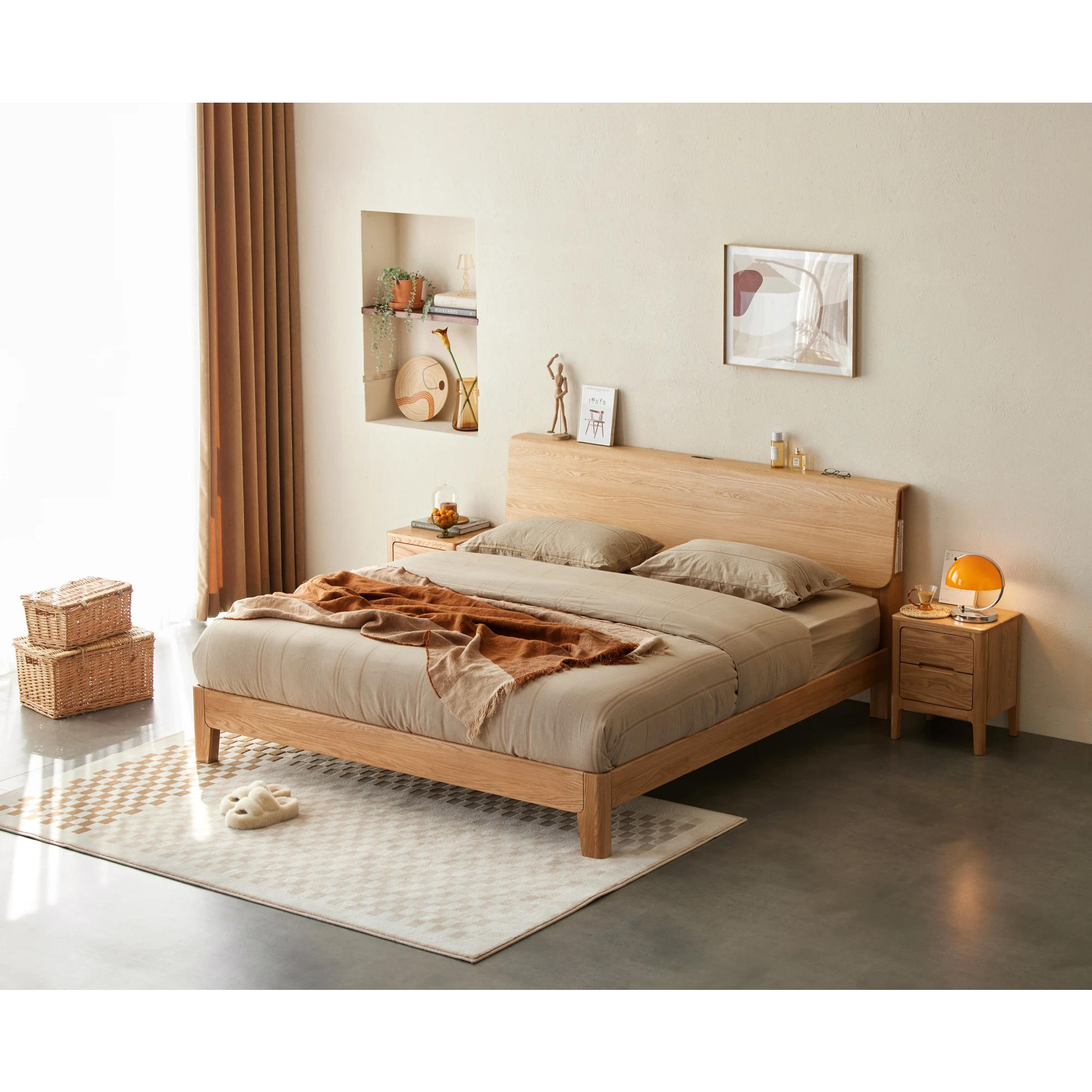 Solidwood Bailey Bed Frame, Low Profile, Natural Wood