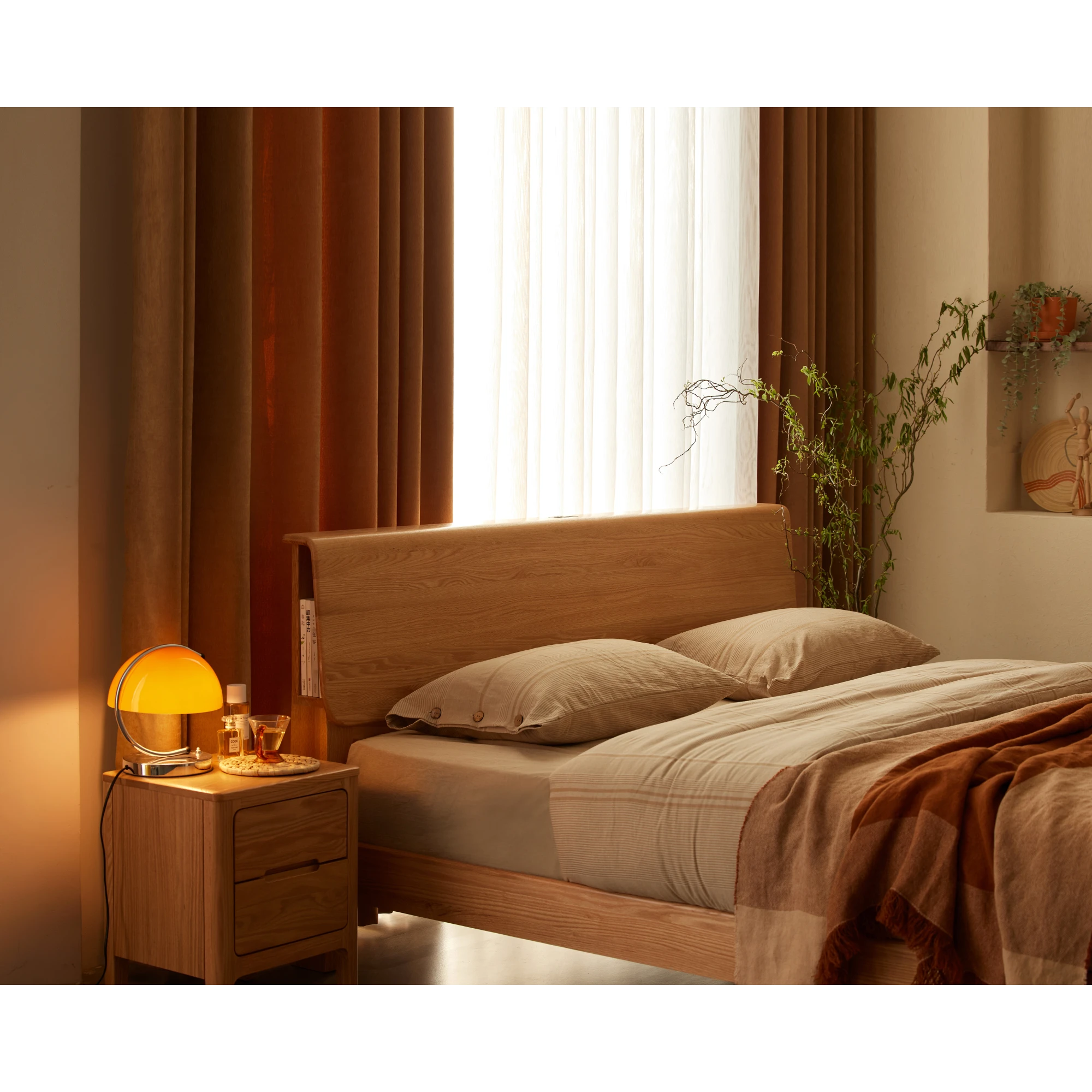 Solidwood Bailey Bed Frame, Low Profile, Natural Wood