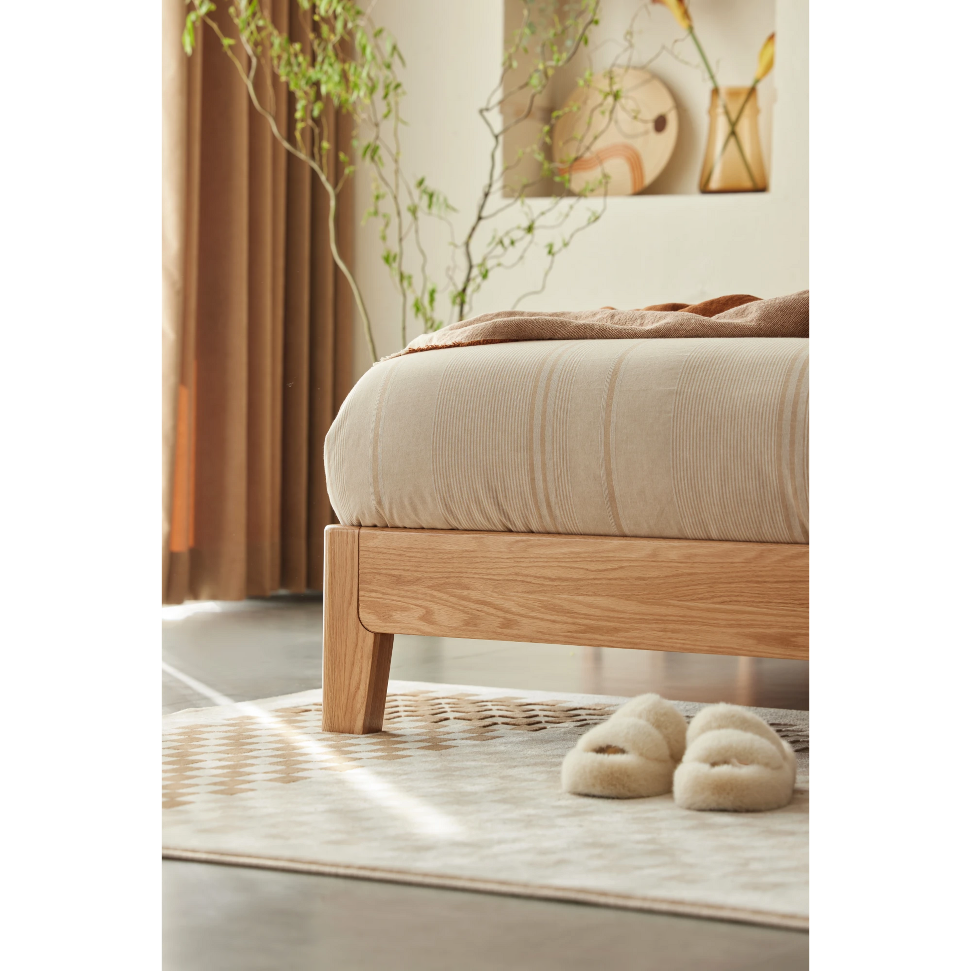 Solidwood Bailey Bed Frame, Low Profile, Natural Wood