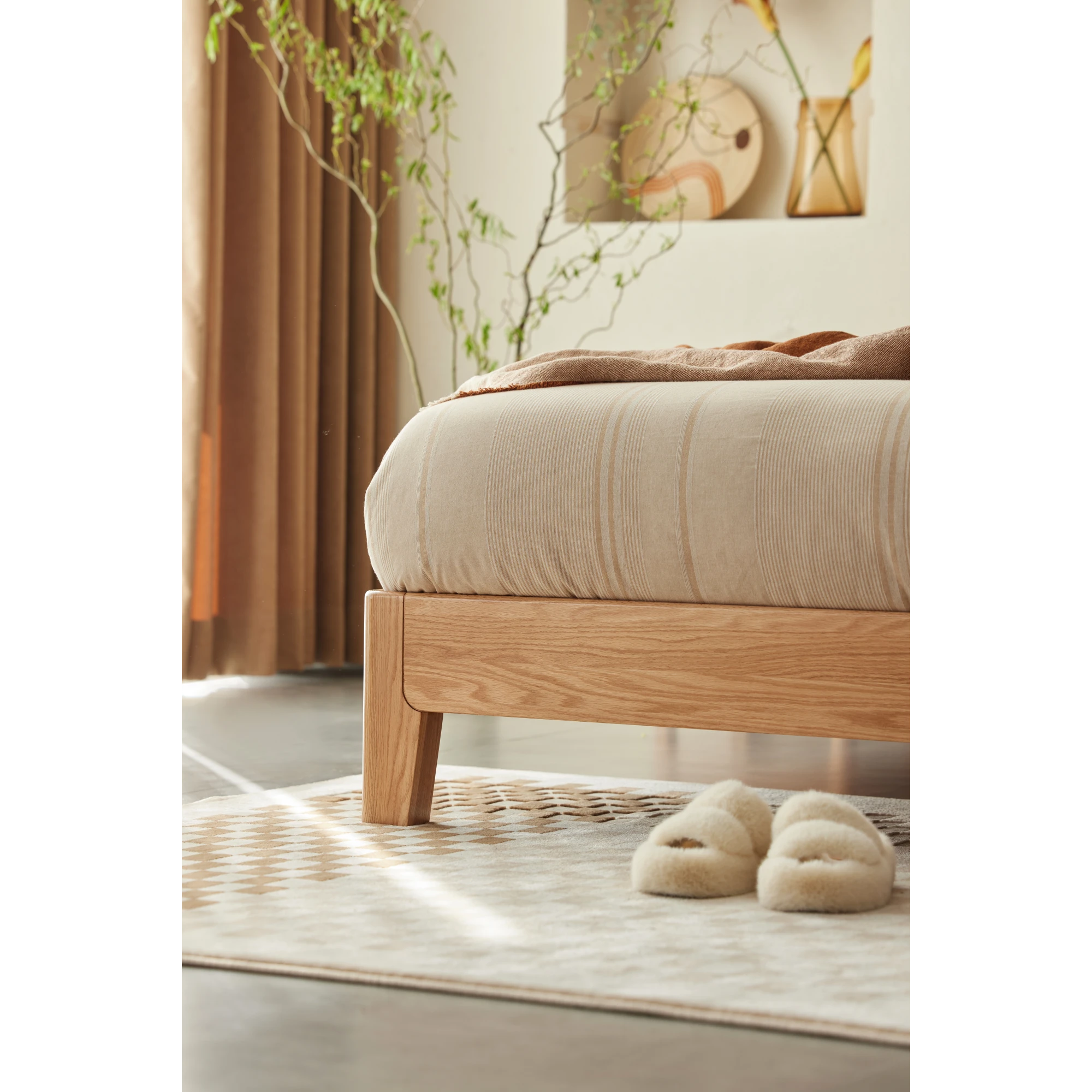 Solidwood Bailey Bed Frame, Low Profile, Natural Wood