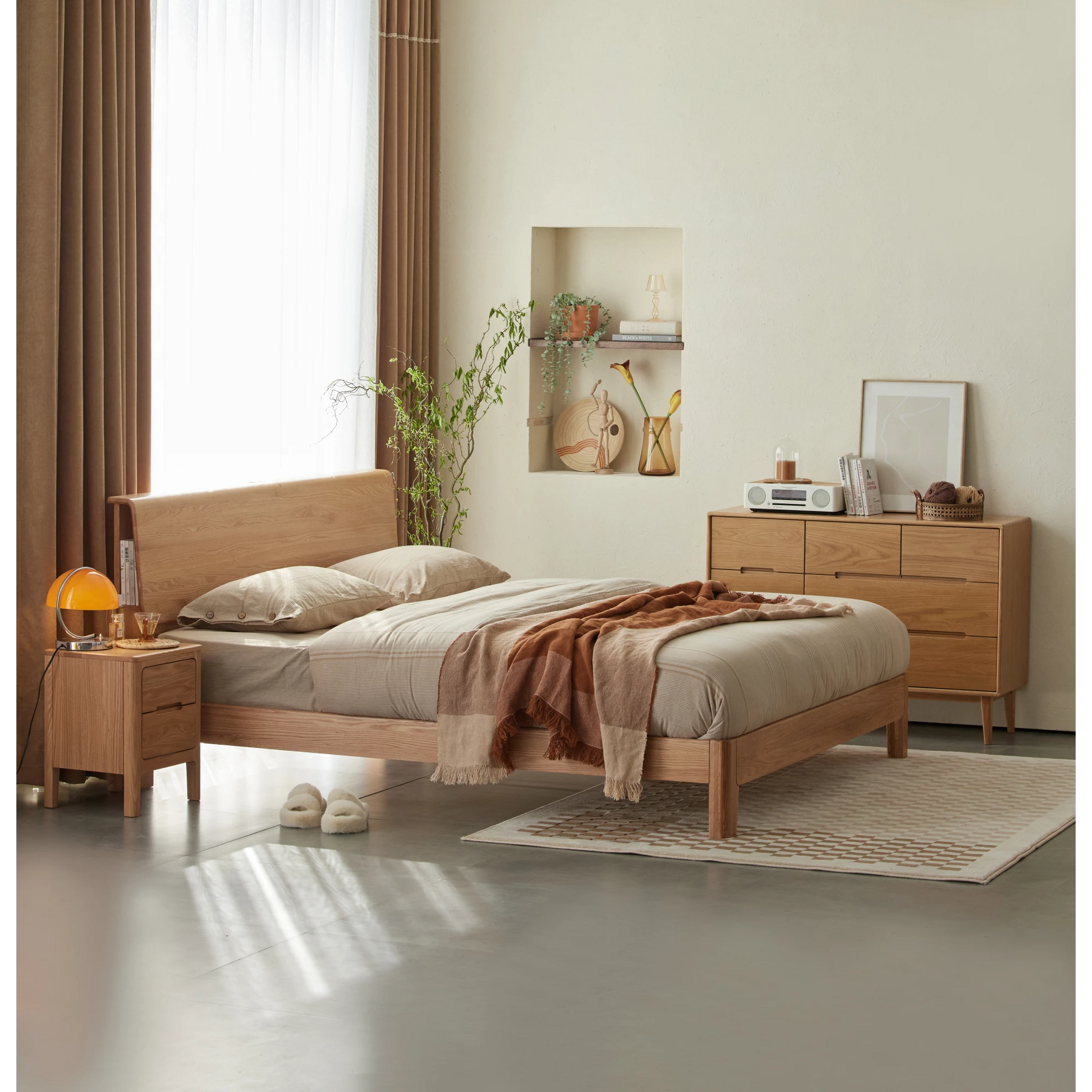 Solidwood Bailey Bed Frame, Low Profile, Natural Wood