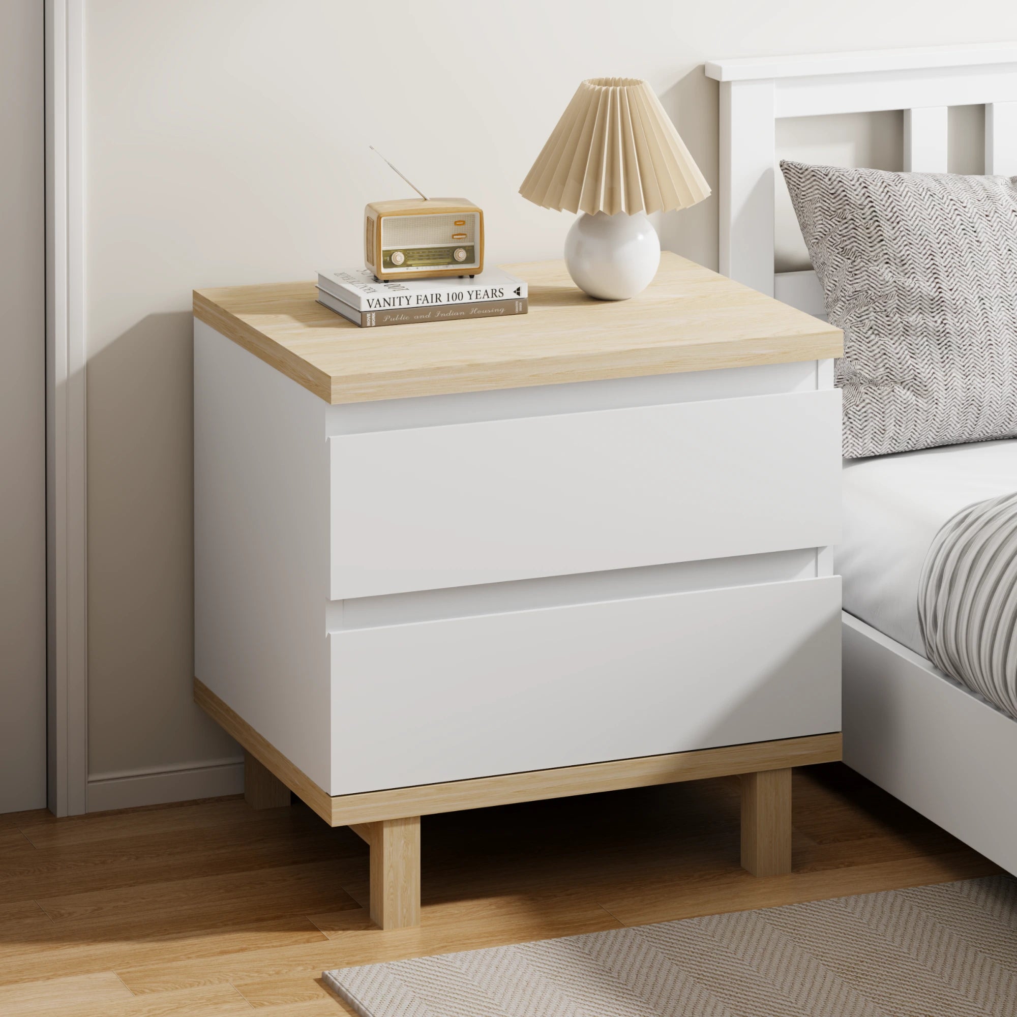 Loft Hampton Bedside Table with 2 Drawers