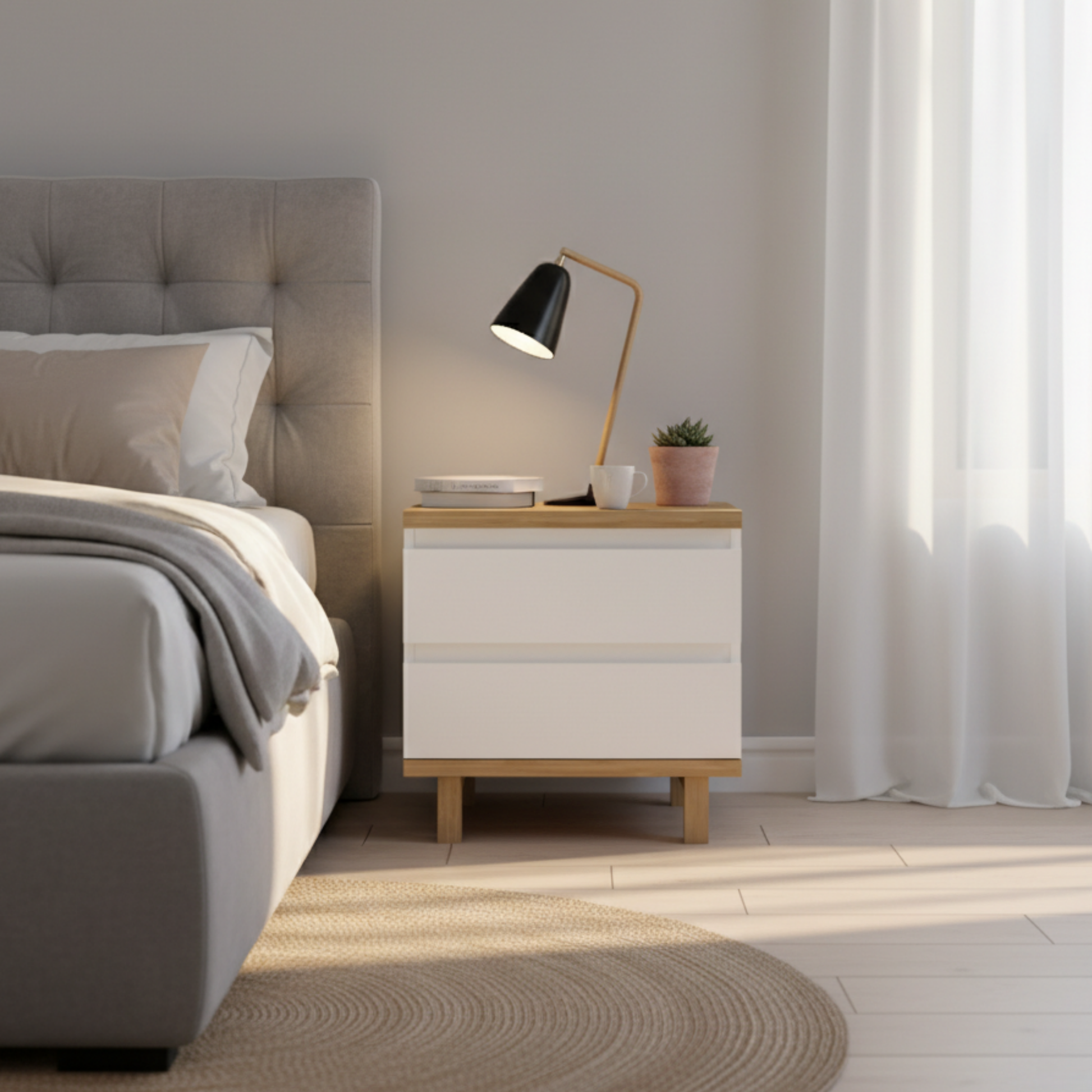Loft Hampton Bedside Table with 2 Drawers