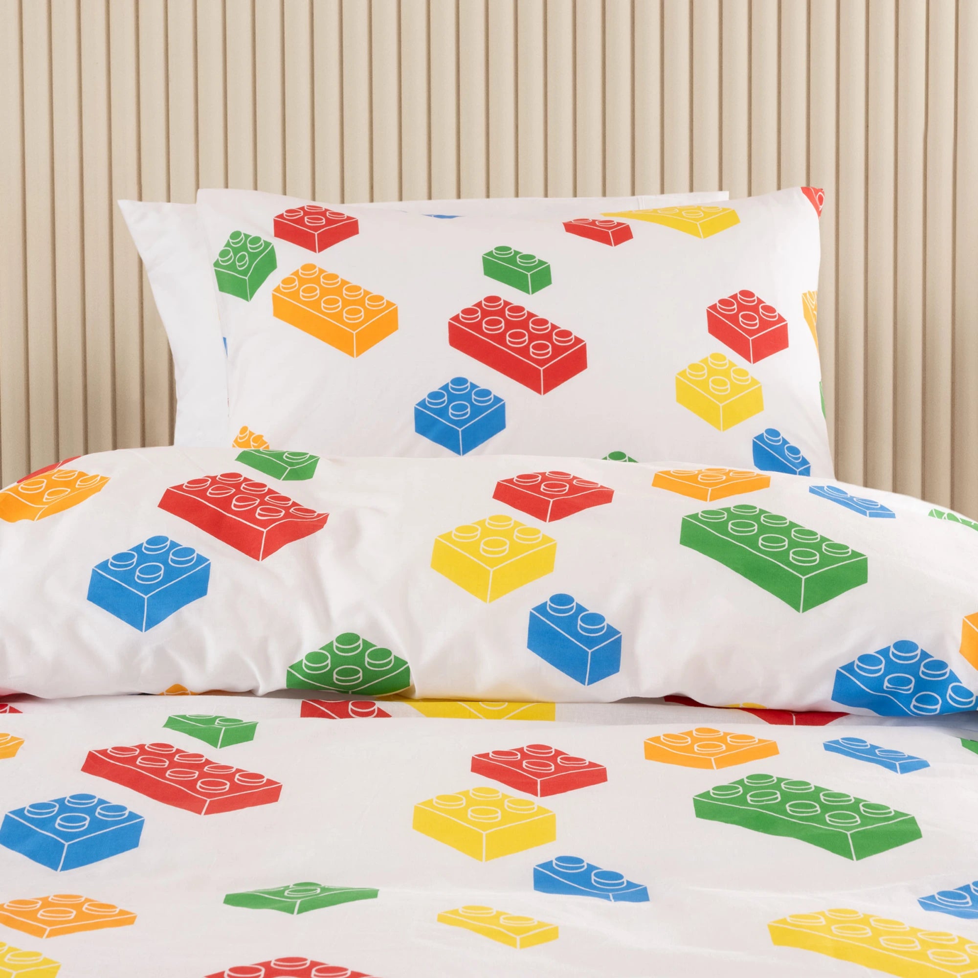 SQUIGGLES Block Party Duvet Cover Set, White, NZ Single