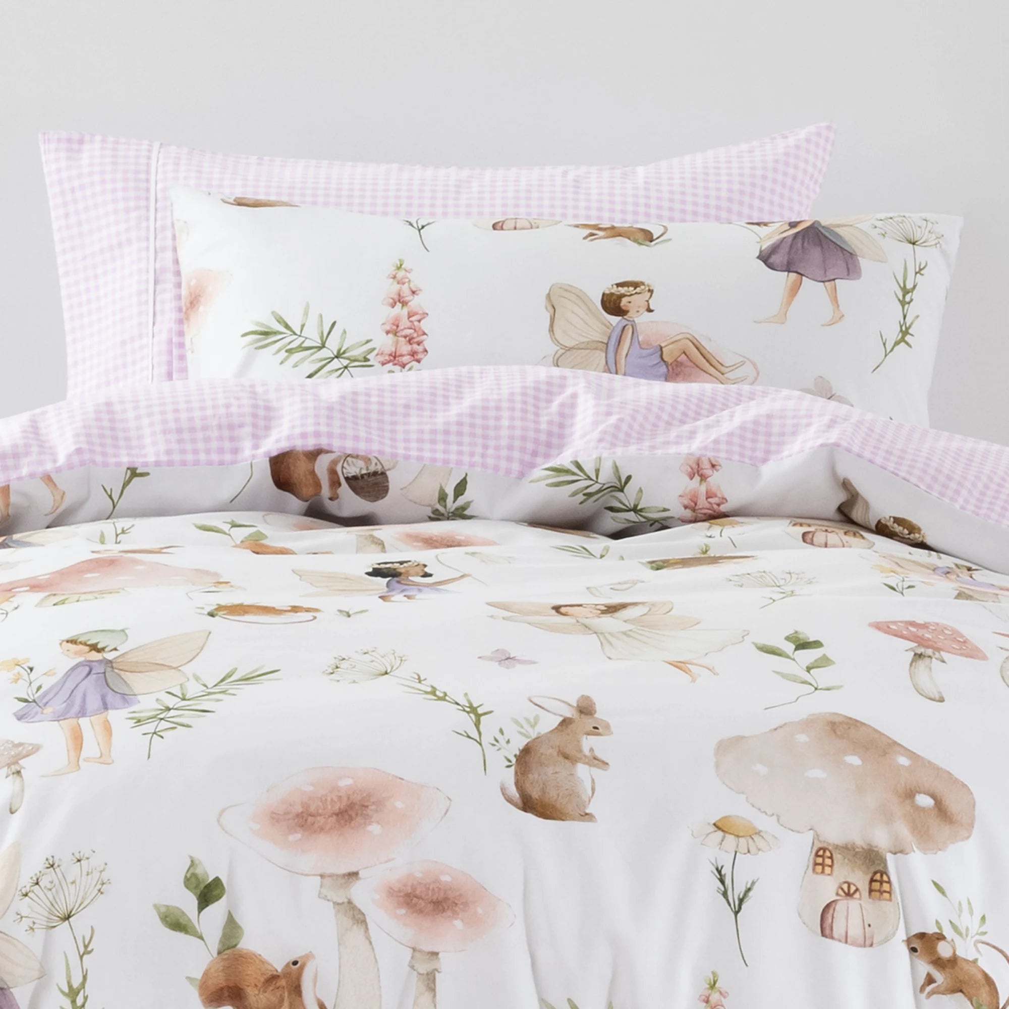 SQUIGGLES Fairy Grove Duvet Cover Set, Silver, NZ Single