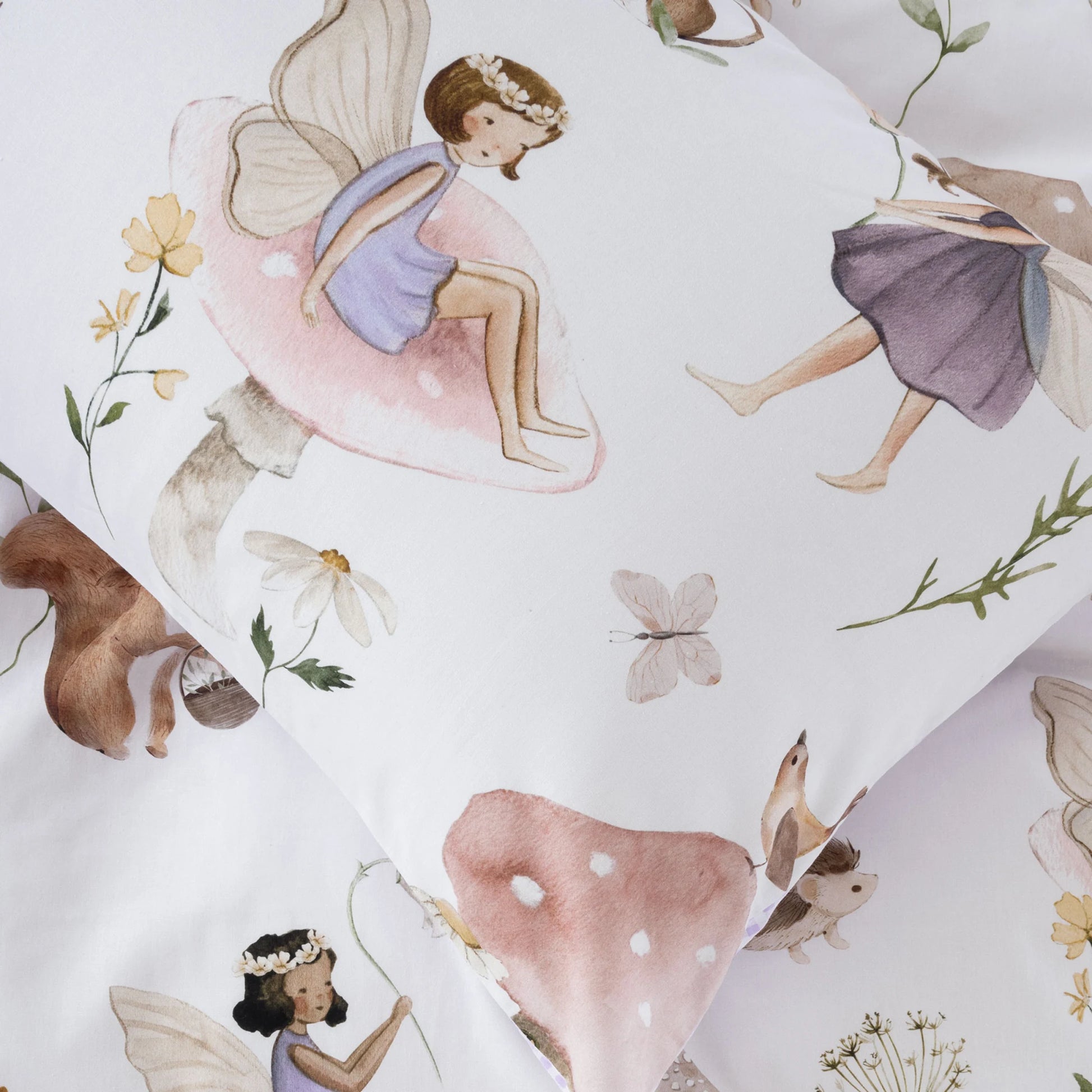 SQUIGGLES Fairy Grove Duvet Cover Set, Silver, NZ Single