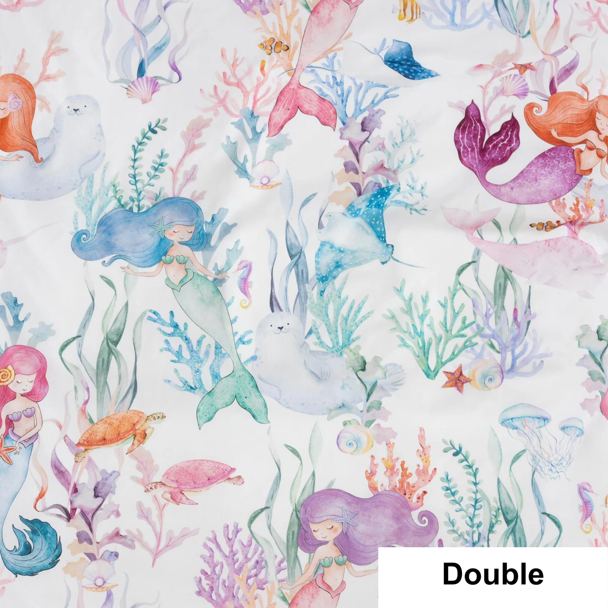 SQUIGGLES Mermaid Lagoon Duvet Cover Set, Multi-Colour, NZ Double