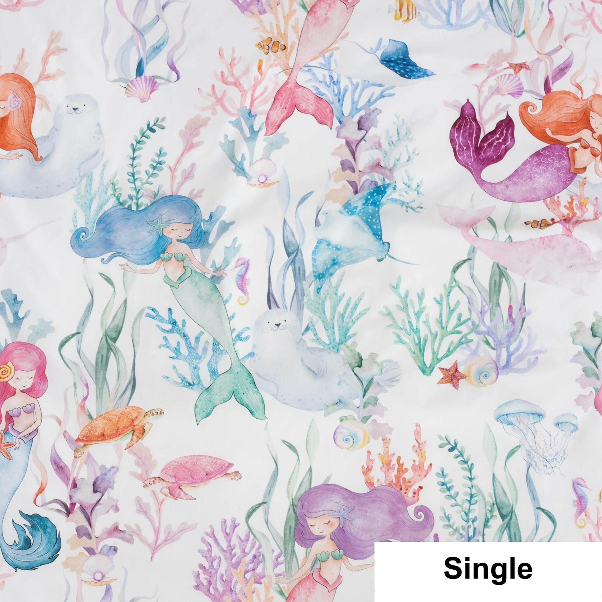 SQUIGGLES Mermaid Lagoon Duvet Cover Set, Multi-Colour, NZ Single