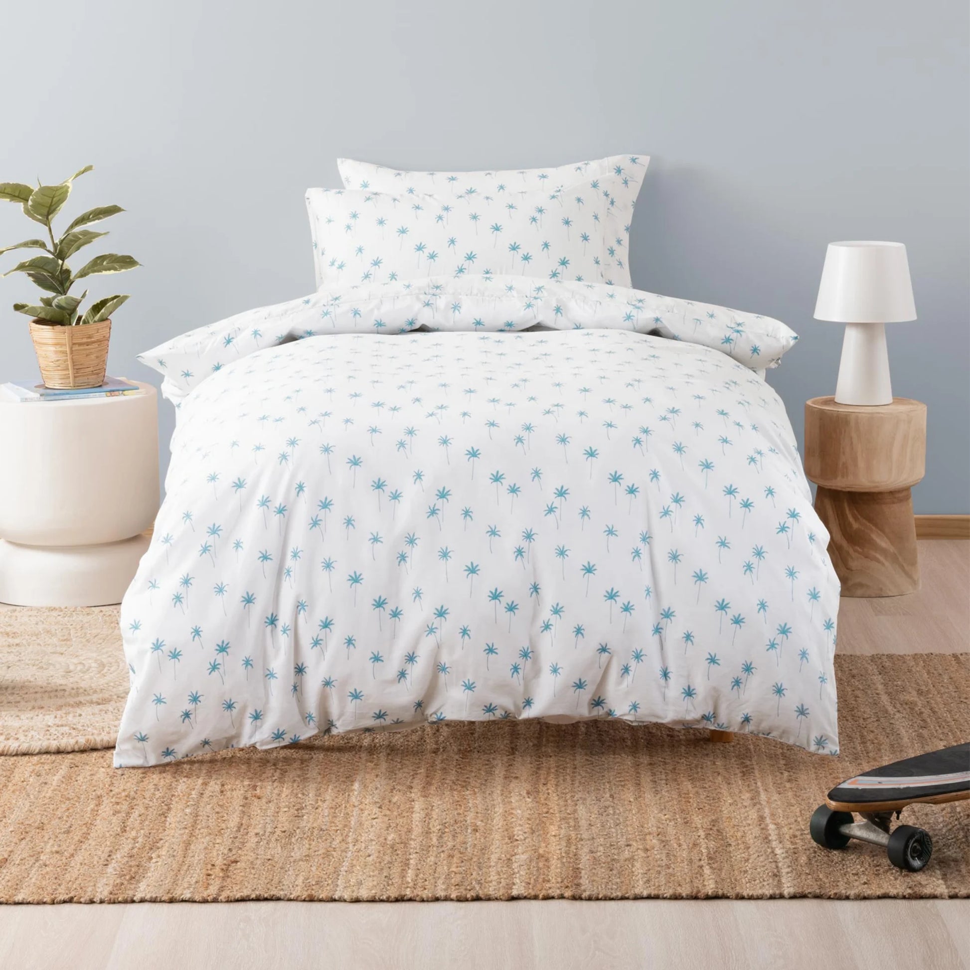 SQUIGGLES Palms Duvet Cover Set, Teal, NZ Double