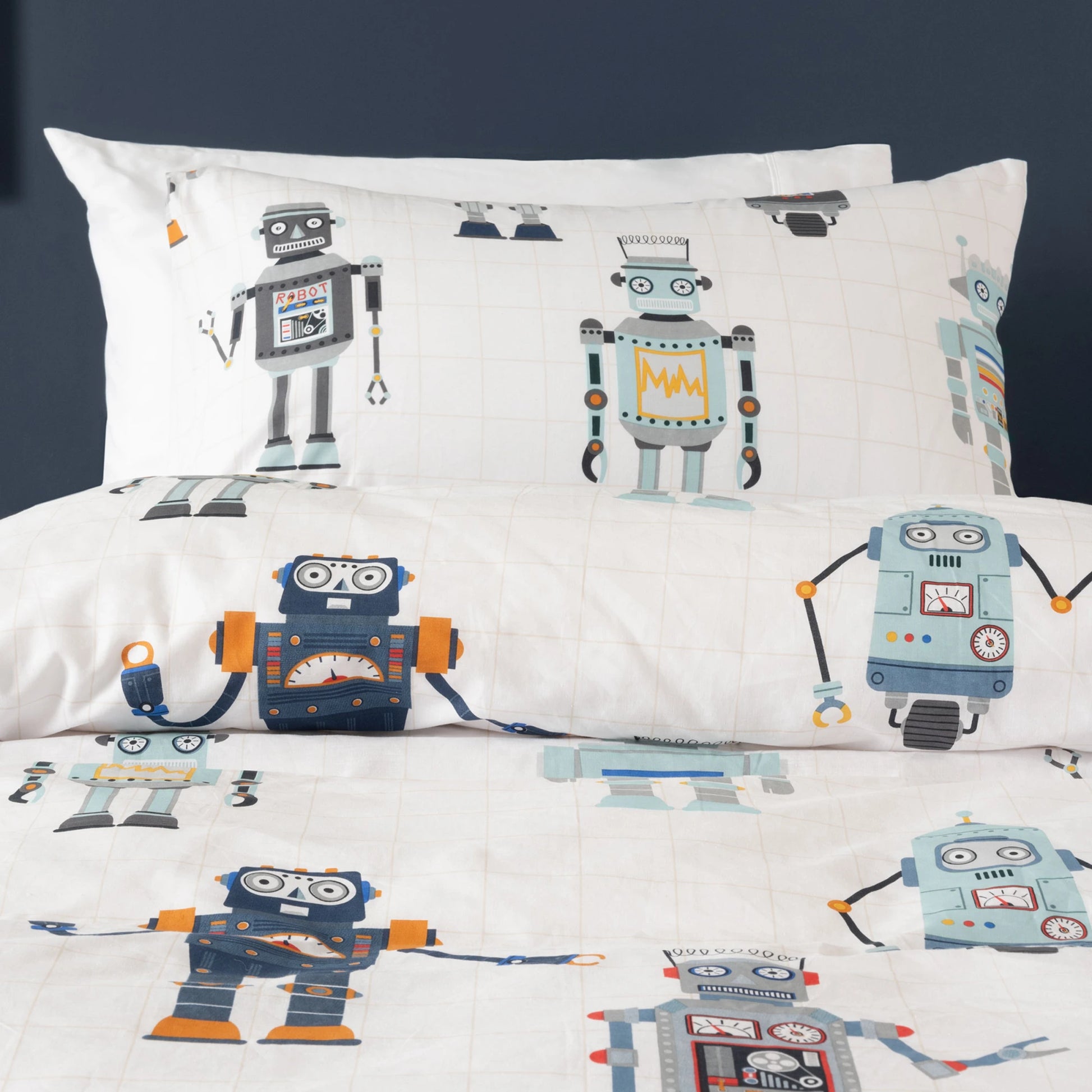 SQUIGGLES Retro Robot Duvet Cover Set, Multi-Colour, NZ Single